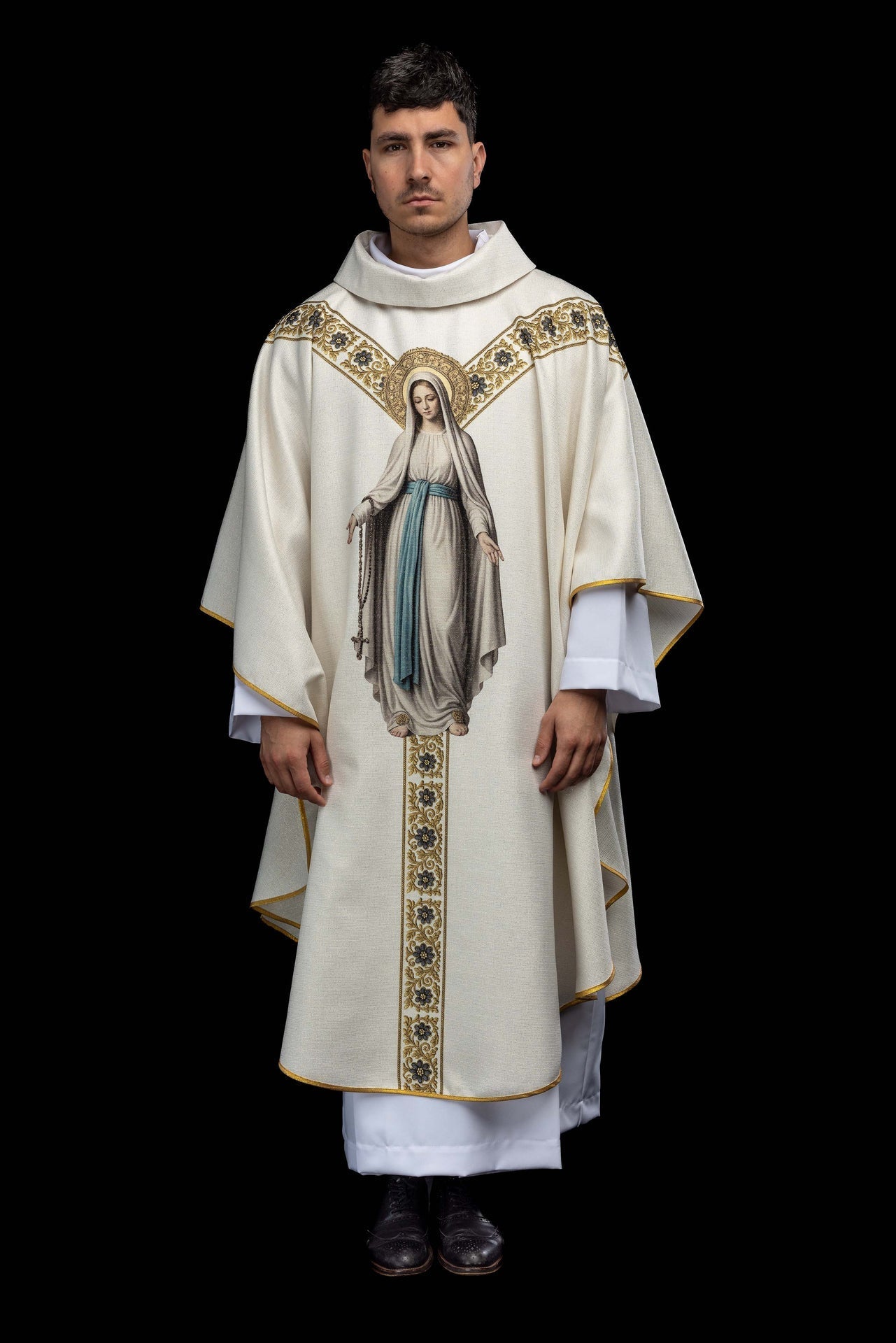 Casula stampata con l’immagine della Madonna di Lourdes KOD/7003/05/40 - PERILPRETE.IT