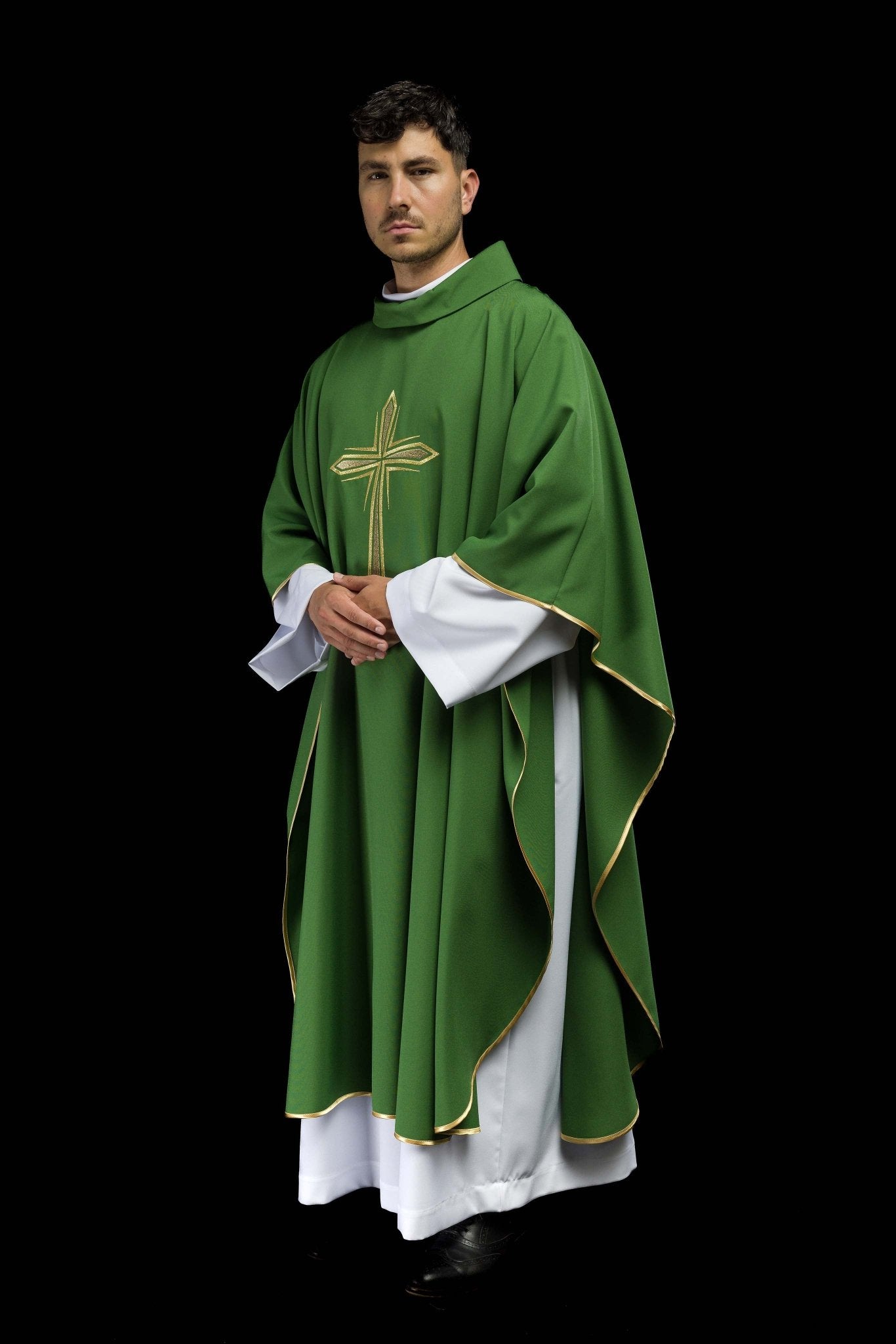 Casula Verde con ricamo della Croce KOR/037/01/12 ZIELONY - PERILPRETE.IT