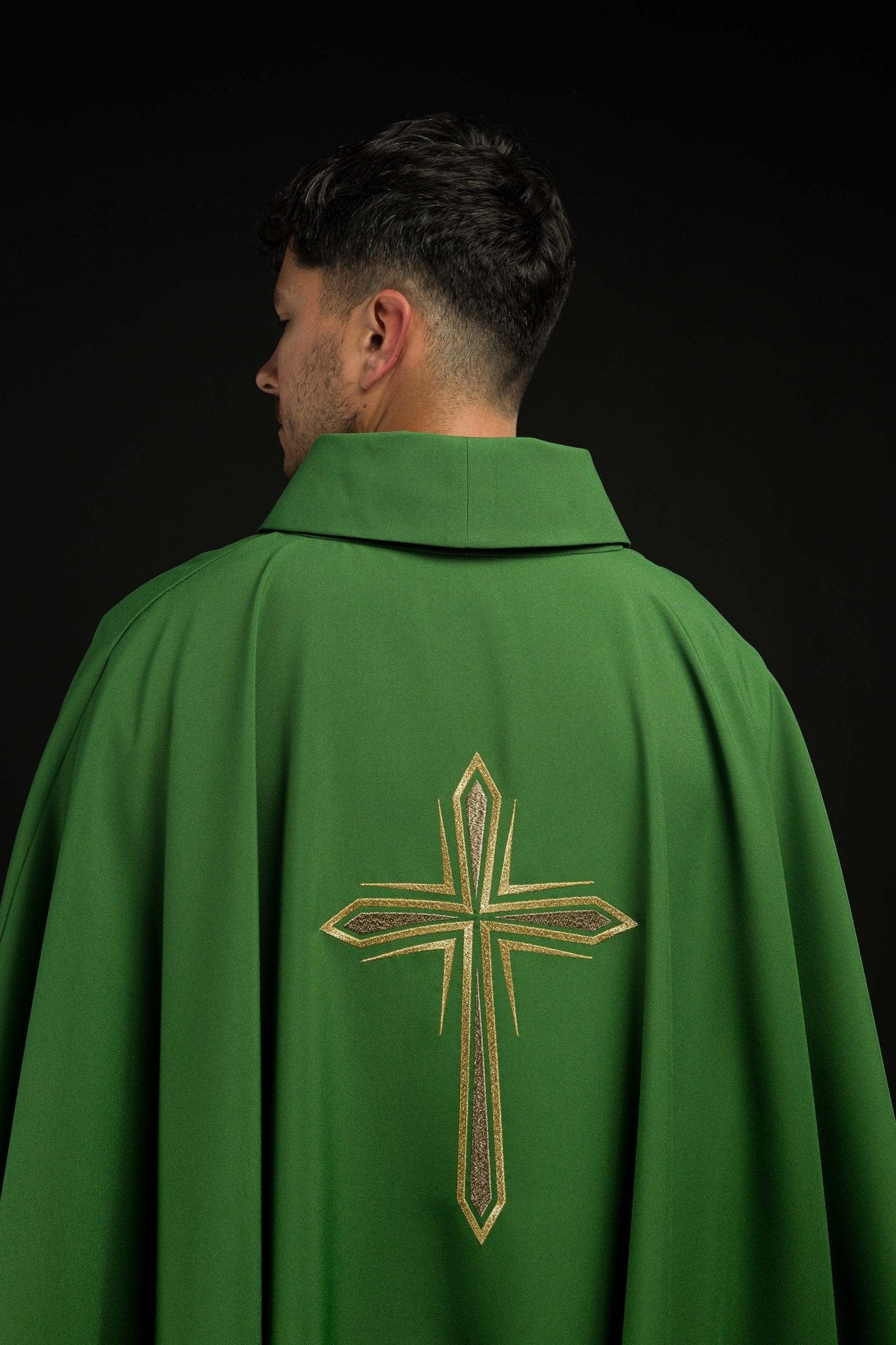 Casula Verde con ricamo della Croce KOR/037/01/12 ZIELONY - PERILPRETE.IT