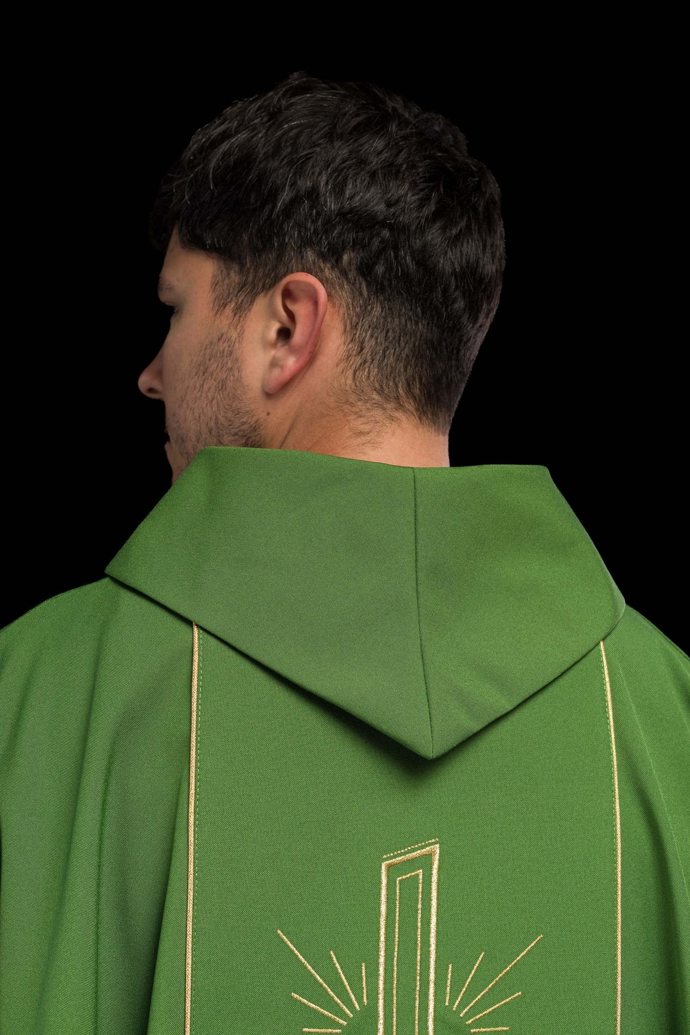 Casula Verde con ricamo dorato Croce e IHS KOR/074/01/01 ZIELONY - PERILPRETE.IT