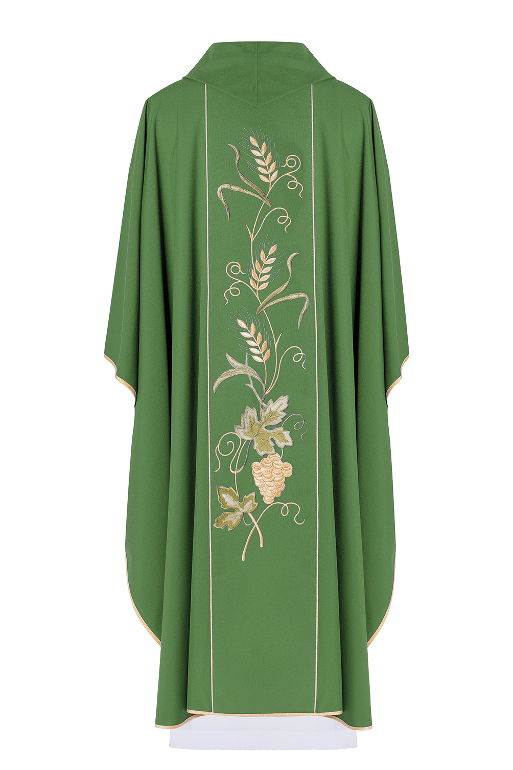 Casula Verde con stolone ricamato IHS, Spighe e Uva KOR/117/01/01 ZIELONY - PERILPRETE.IT