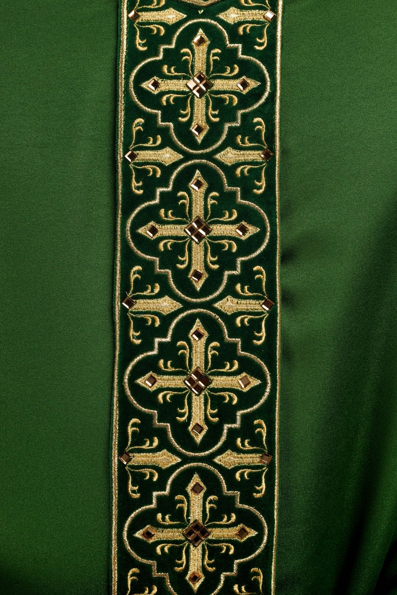 Casula Verde con Stolone ricamato motivo Croce LE/7104/01 - PERILPRETE.IT