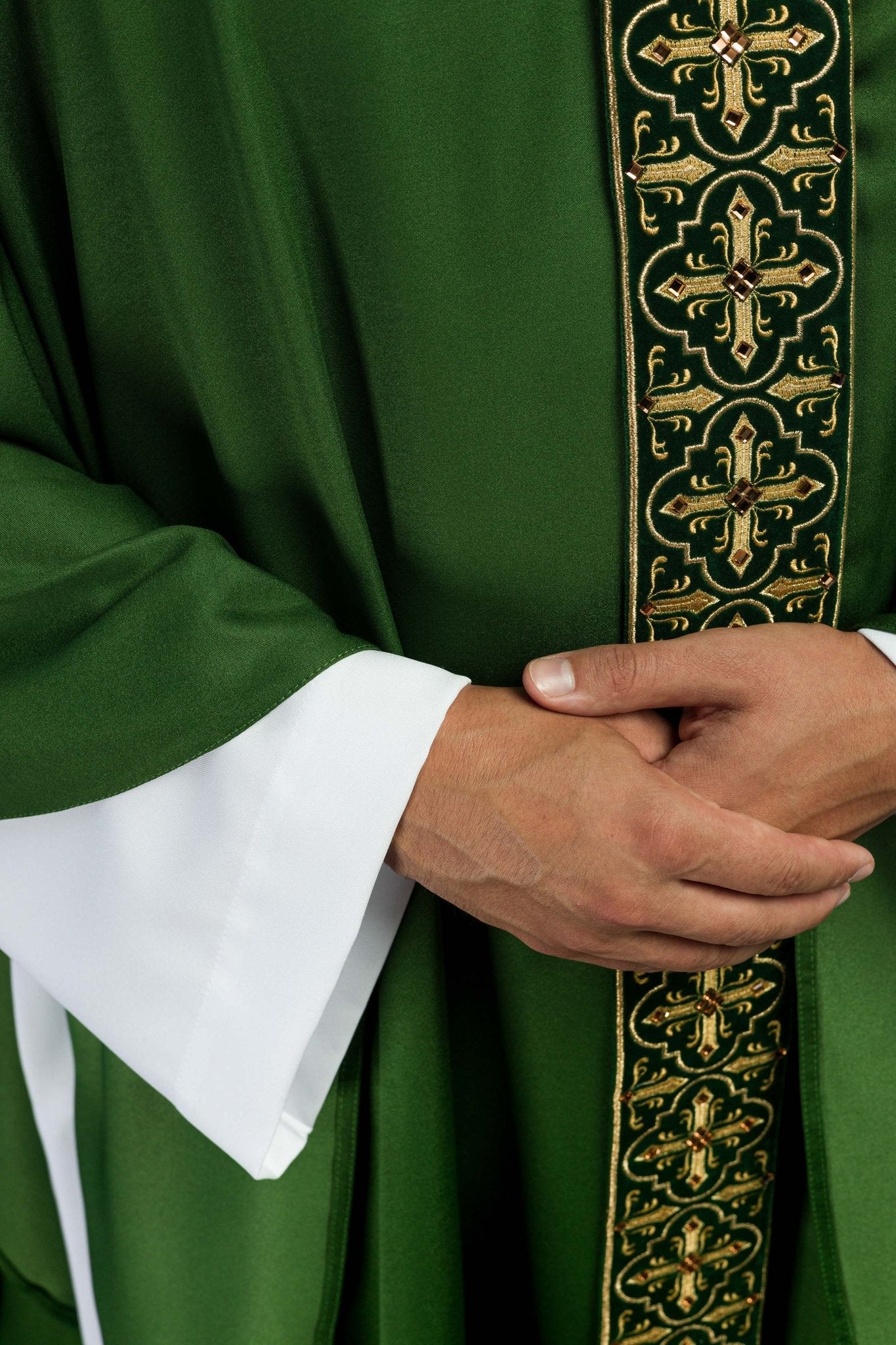 Casula Verde con Stolone ricamato motivo Croce LE/7104/01 - PERILPRETE.IT