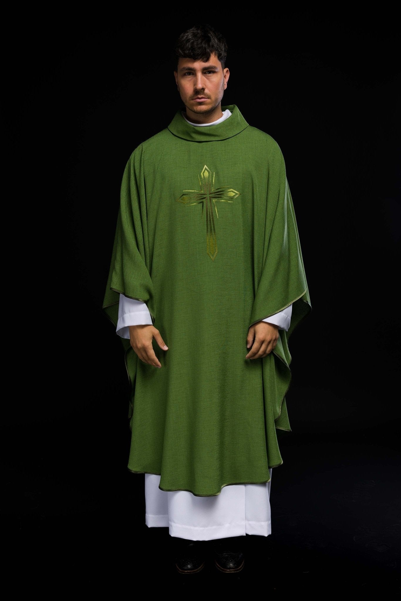 Casula Verde ricamo Croce HA7034 - 01 ZIELONY - PERILPRETE.IT