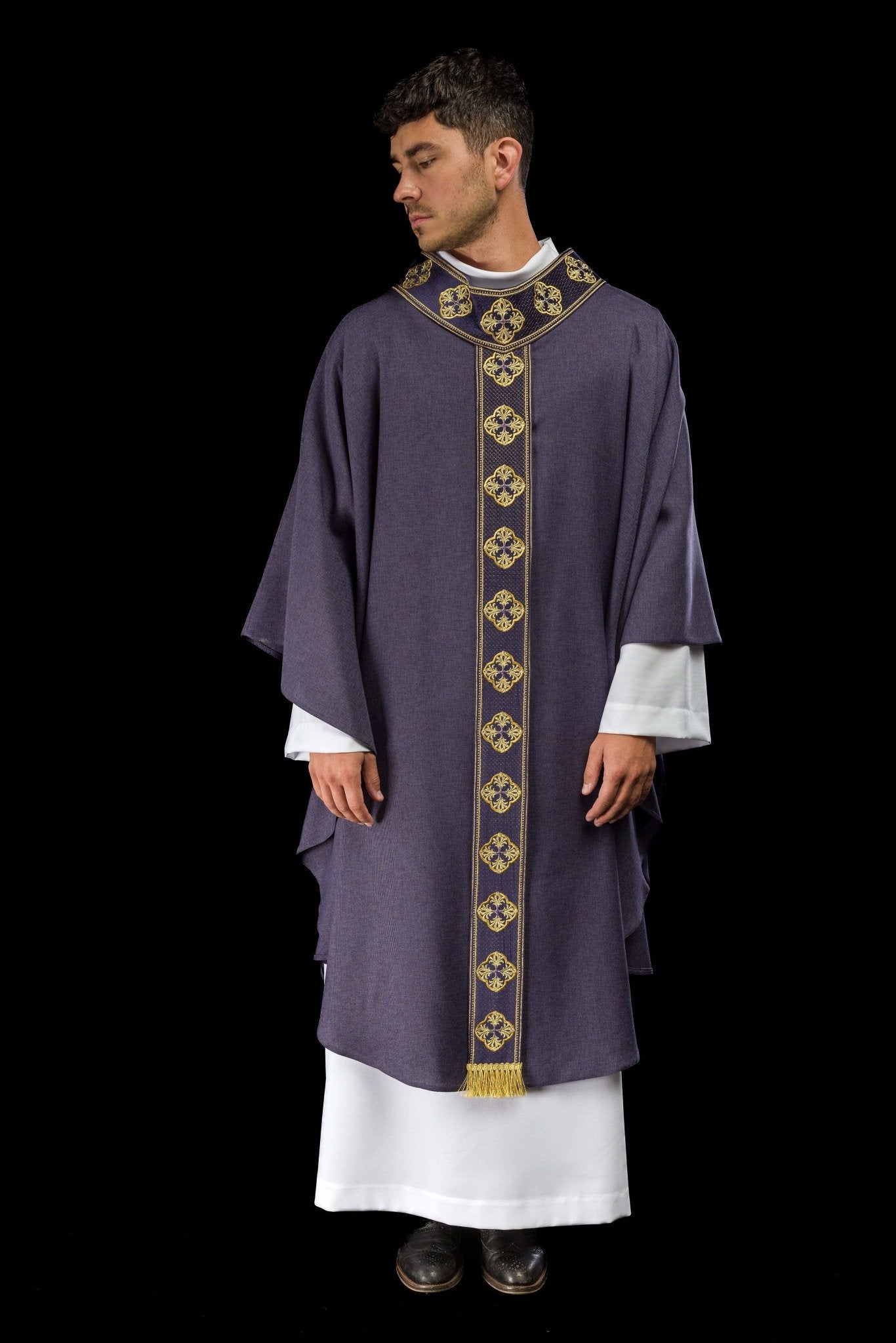 Casula viola classica cintura stretta S-7069-03-70 - PERILPRETE.IT