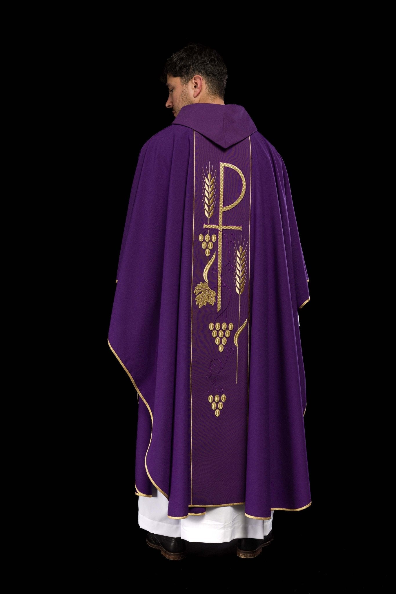 Casula Viola con ricamo Calice e IHS KOR/001/03/01 FIOLET - PERILPRETE.IT