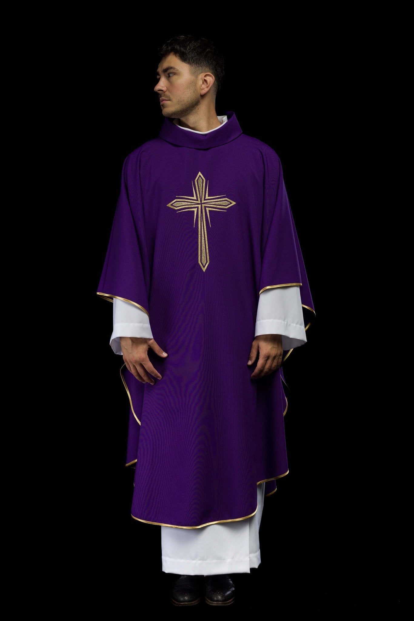 Casula Viola con ricamo della Croce KOR/037/03/12 FIOLET - PERILPRETE.IT