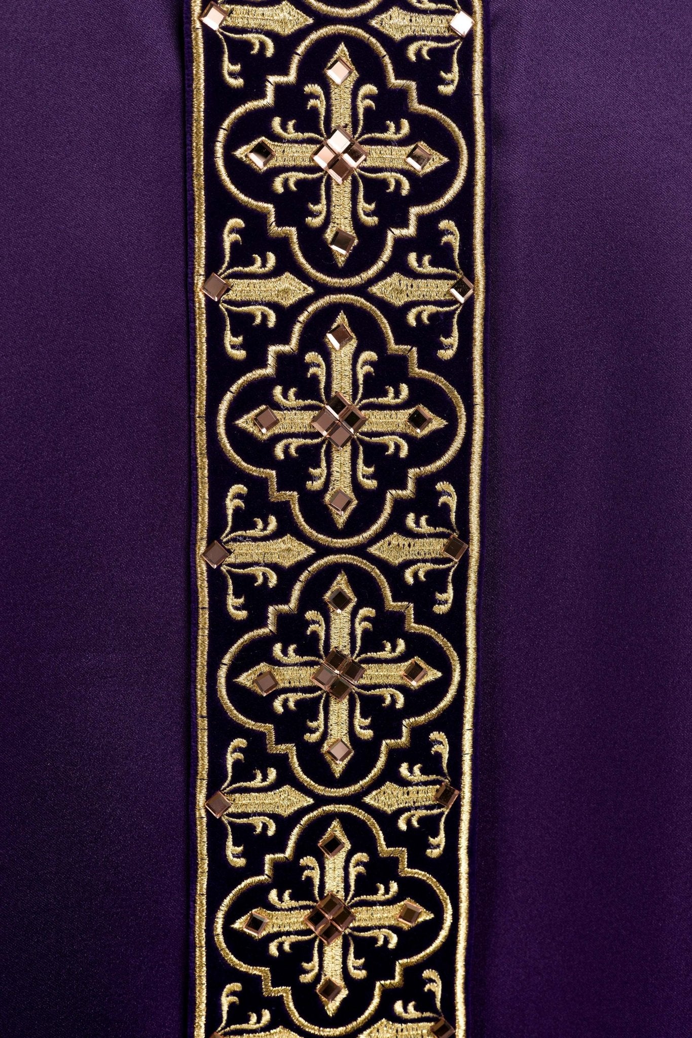 Casula Viola con Stolone ricamato motivo Croce LE/7104/03 - PERILPRETE.IT