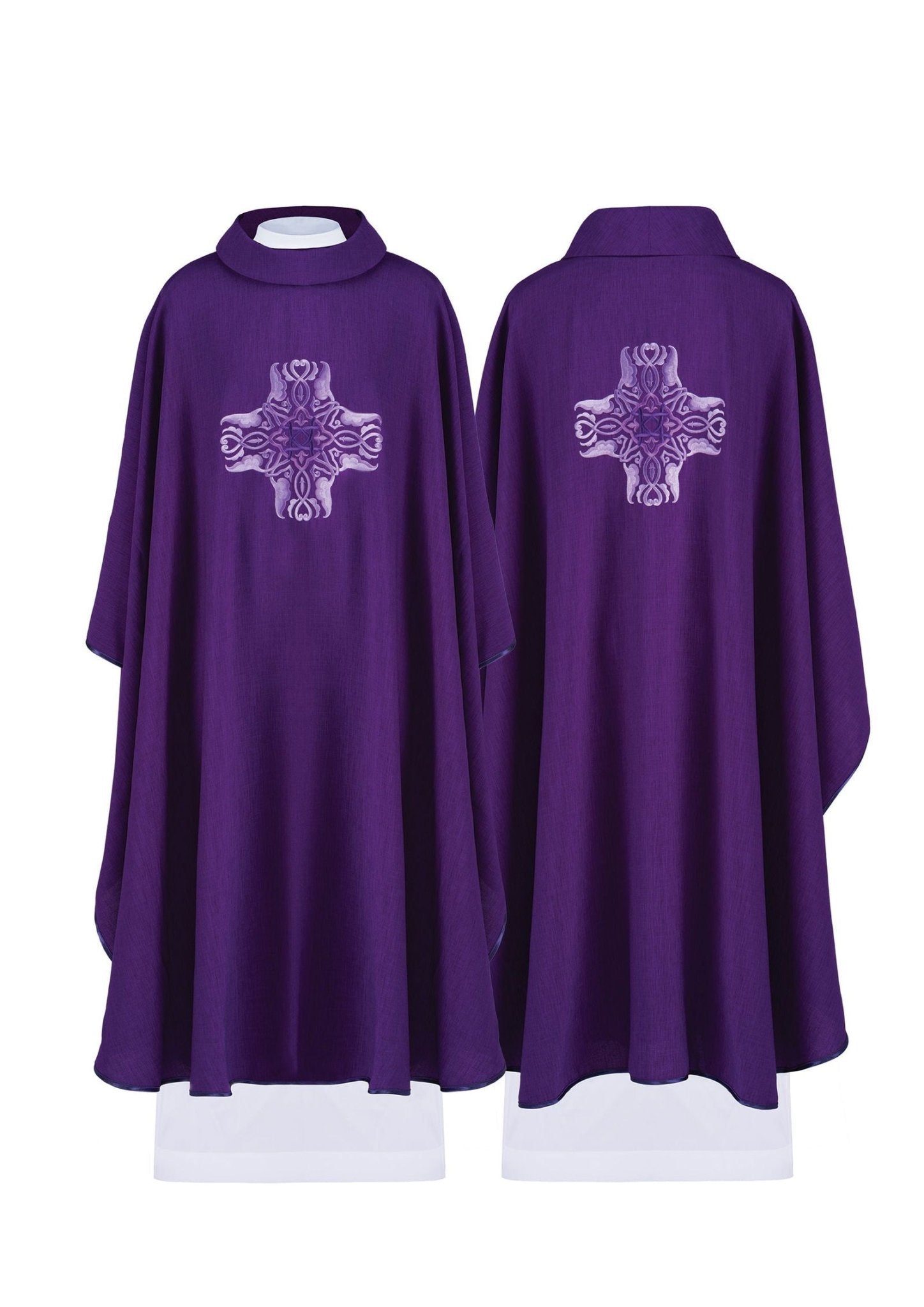 Casula Viola ricamata con simbolo della Croce HA7035 - 03 FIOLET - PERILPRETE.IT