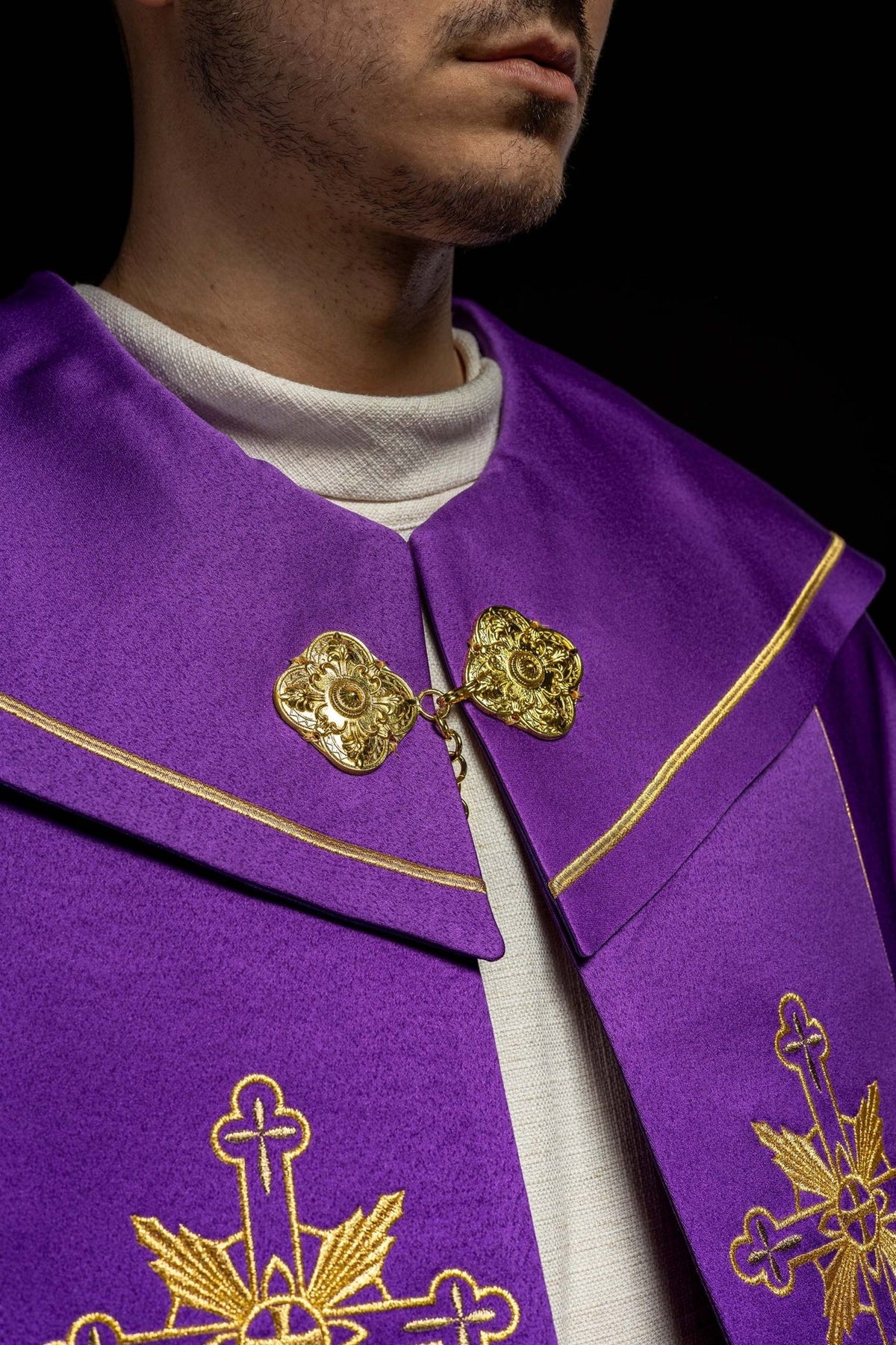 Kapa eucharystyczna monogram IHS Fioletowa