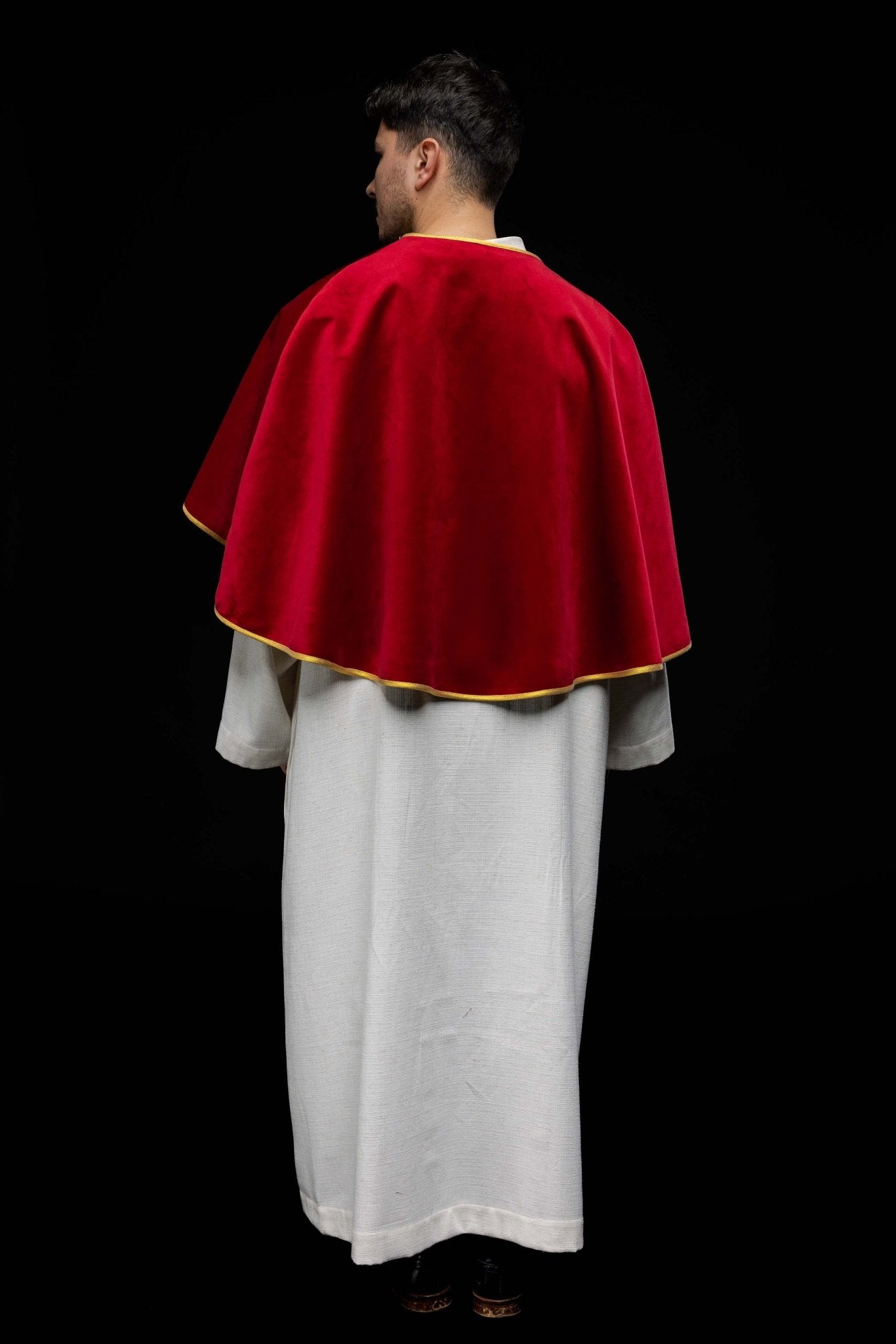 Mantello da chierichetto in velluto con cravatta rosso KKP/042/02/76 - PERILPRETE.IT