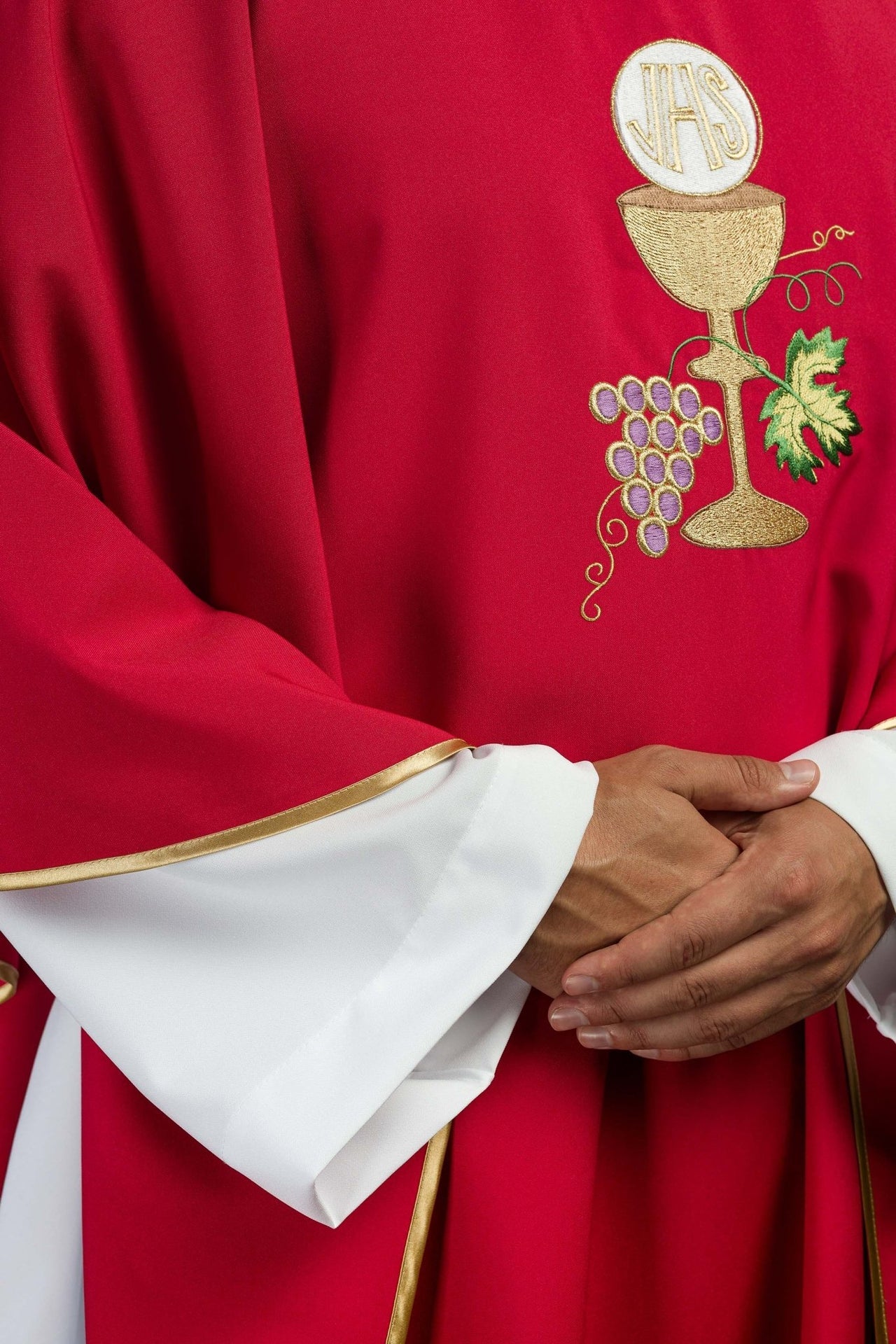 Ornat kielich Krzyż i winogrona Czerwony