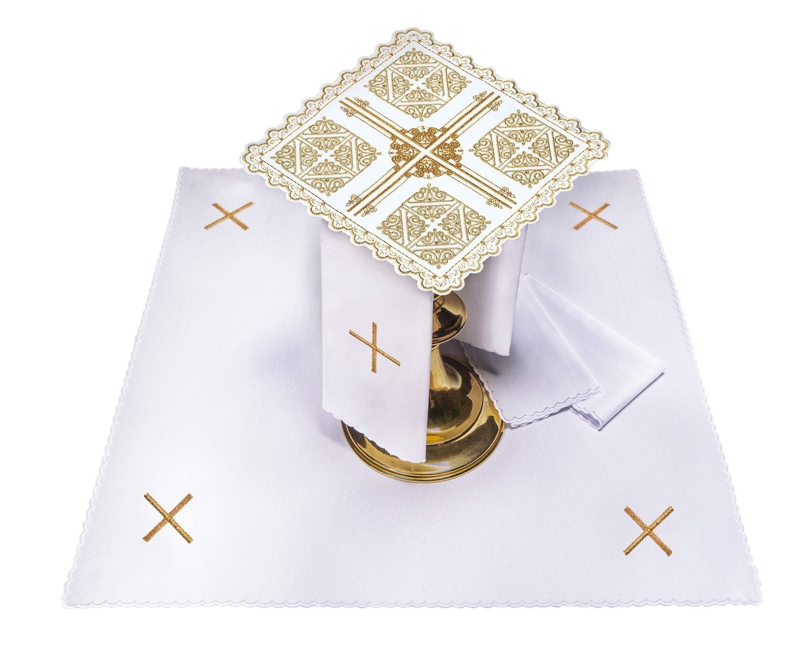 Servizio da altare con motivo a croce con ricamo decorativo S - 5558 - PERILPRETE.IT