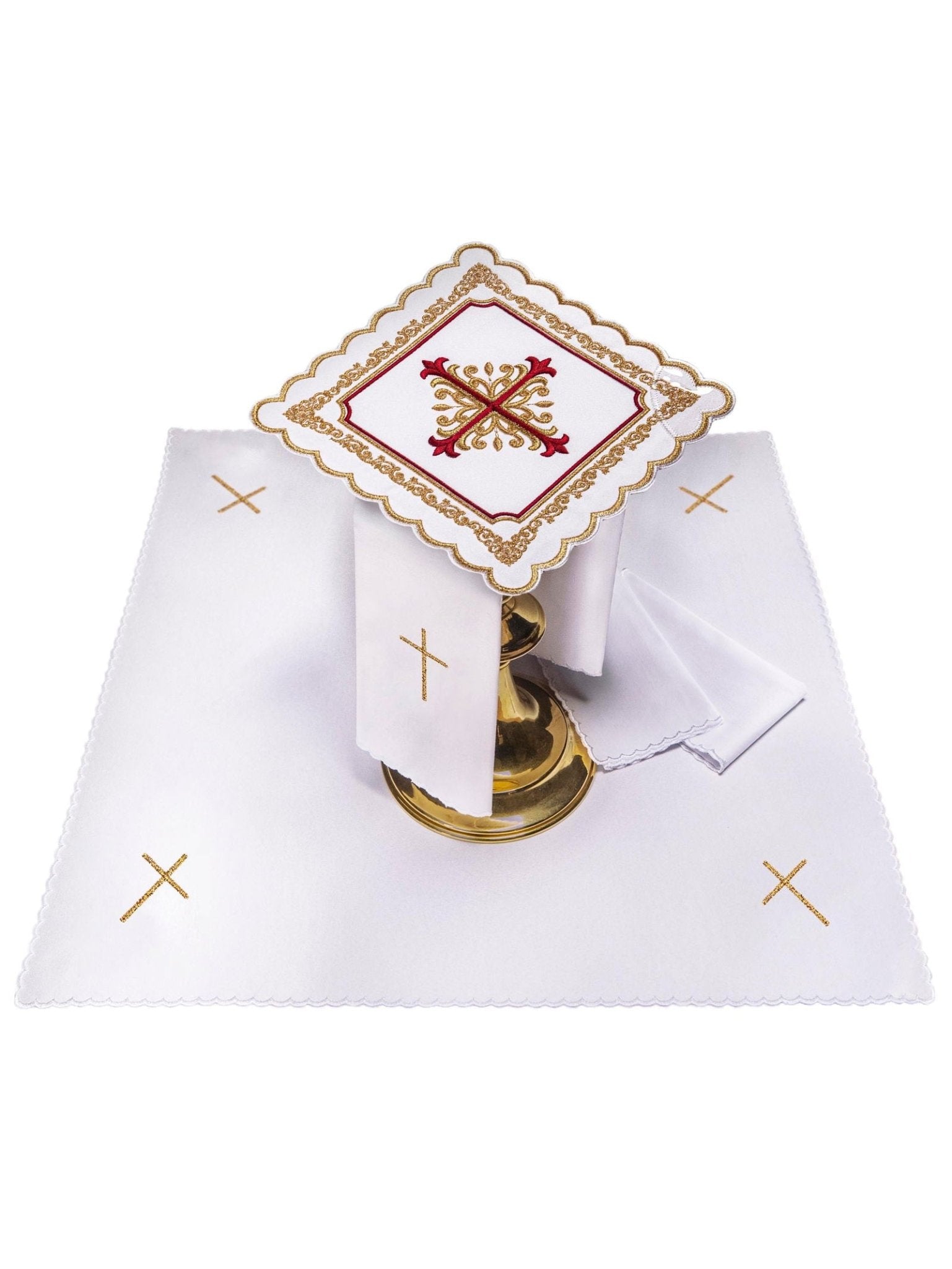 Servizio da messa con ricamo oro e rosso KK/150 - PERILPRETE.IT