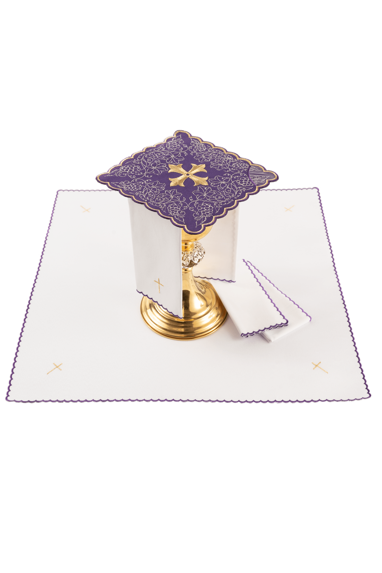 Servizio da messa ricamato con motivo della croce colore viola KDT/5028/03 FIOLET - PERILPRETE.IT