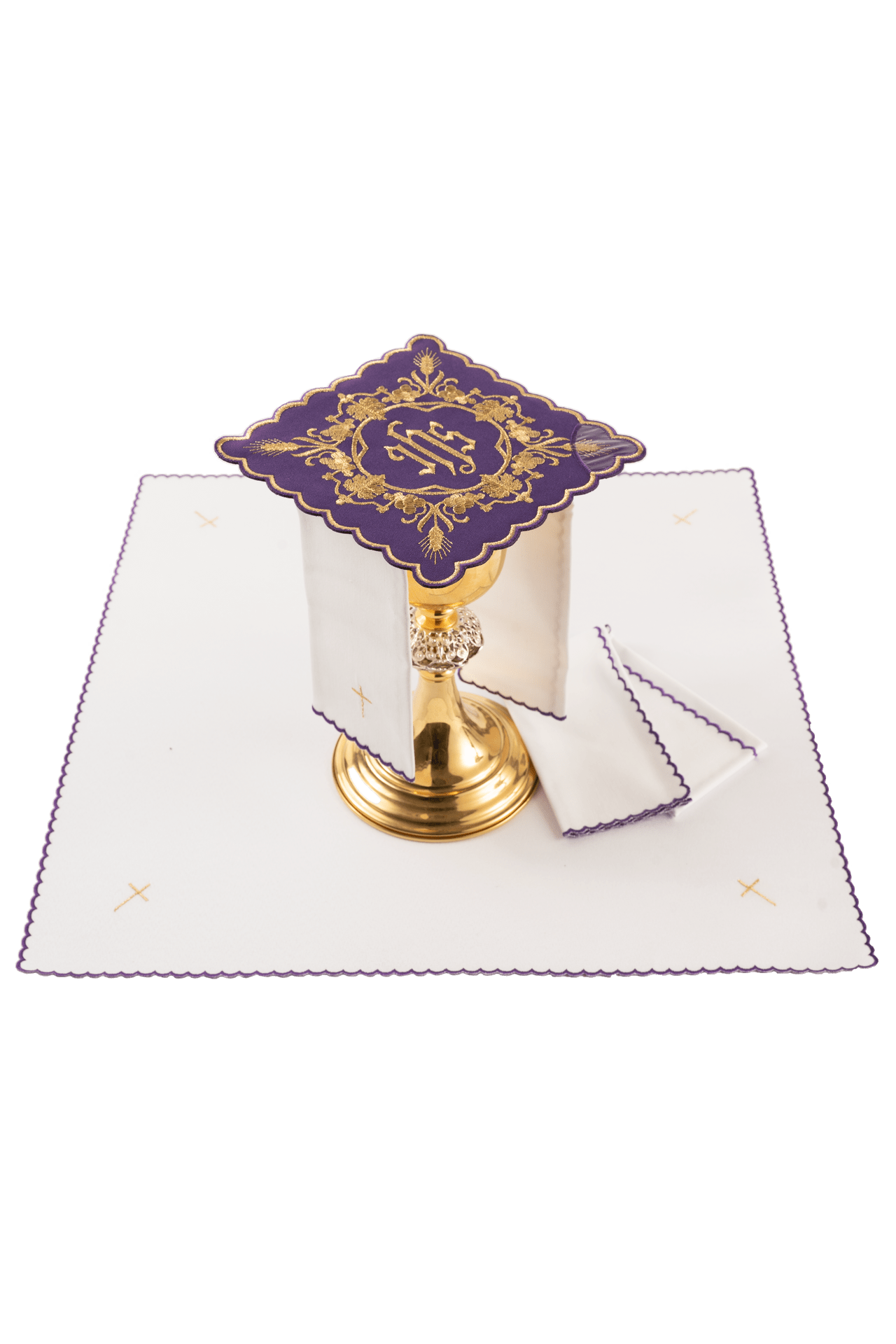 Servizio da messa ricamato con motivo IHS colore viola KDT/5027/03 FIOLET - PERILPRETE.IT