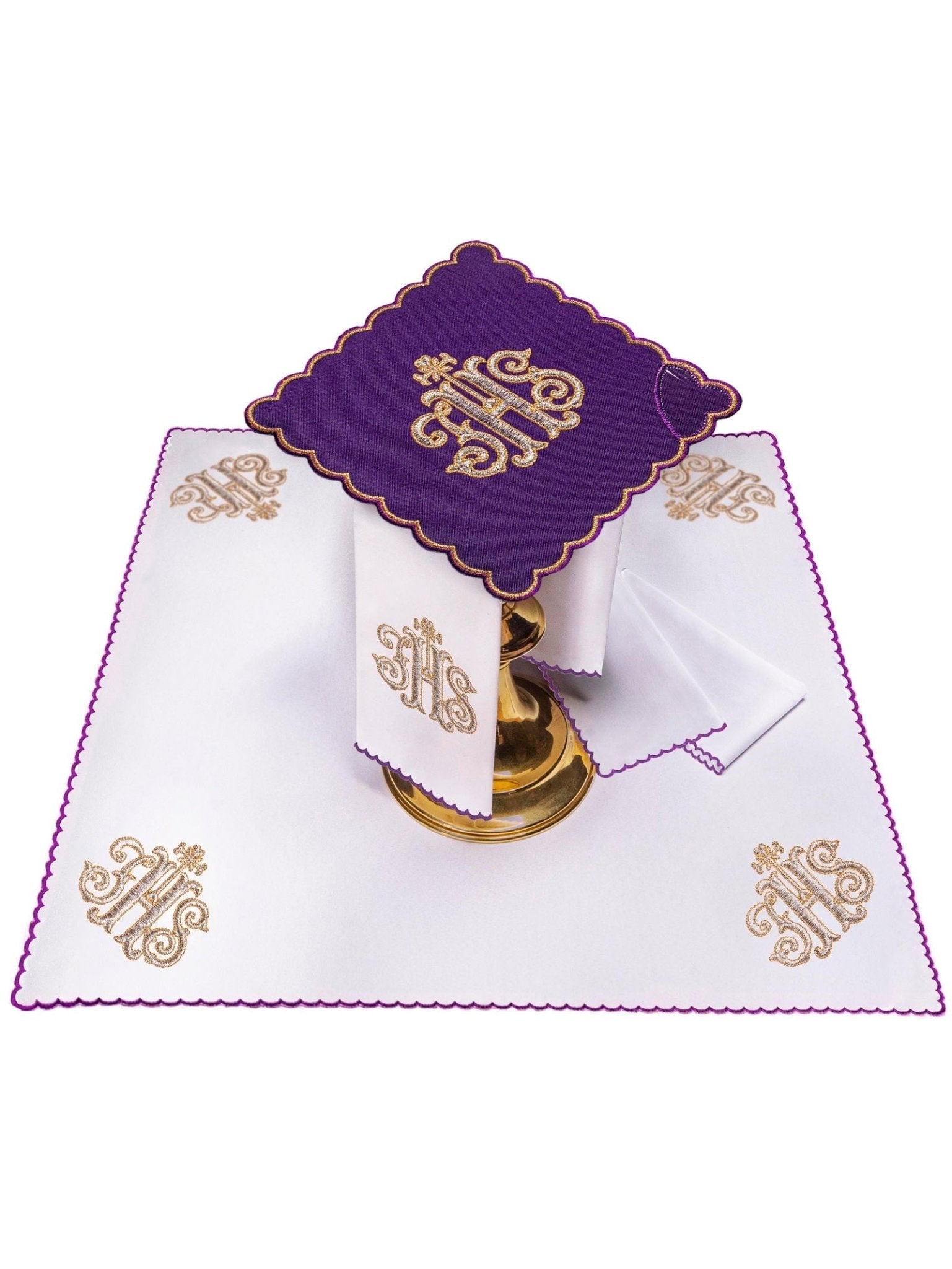 Servizio da Messa ricamato IHS viola KK/072/03 - PERILPRETE.IT
