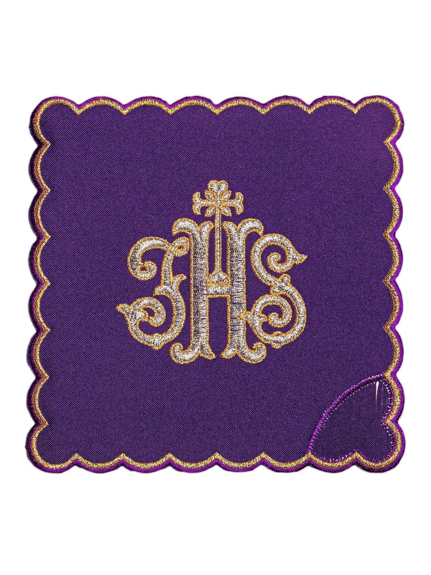 Servizio da Messa ricamato IHS viola KK/072/03 - PERILPRETE.IT