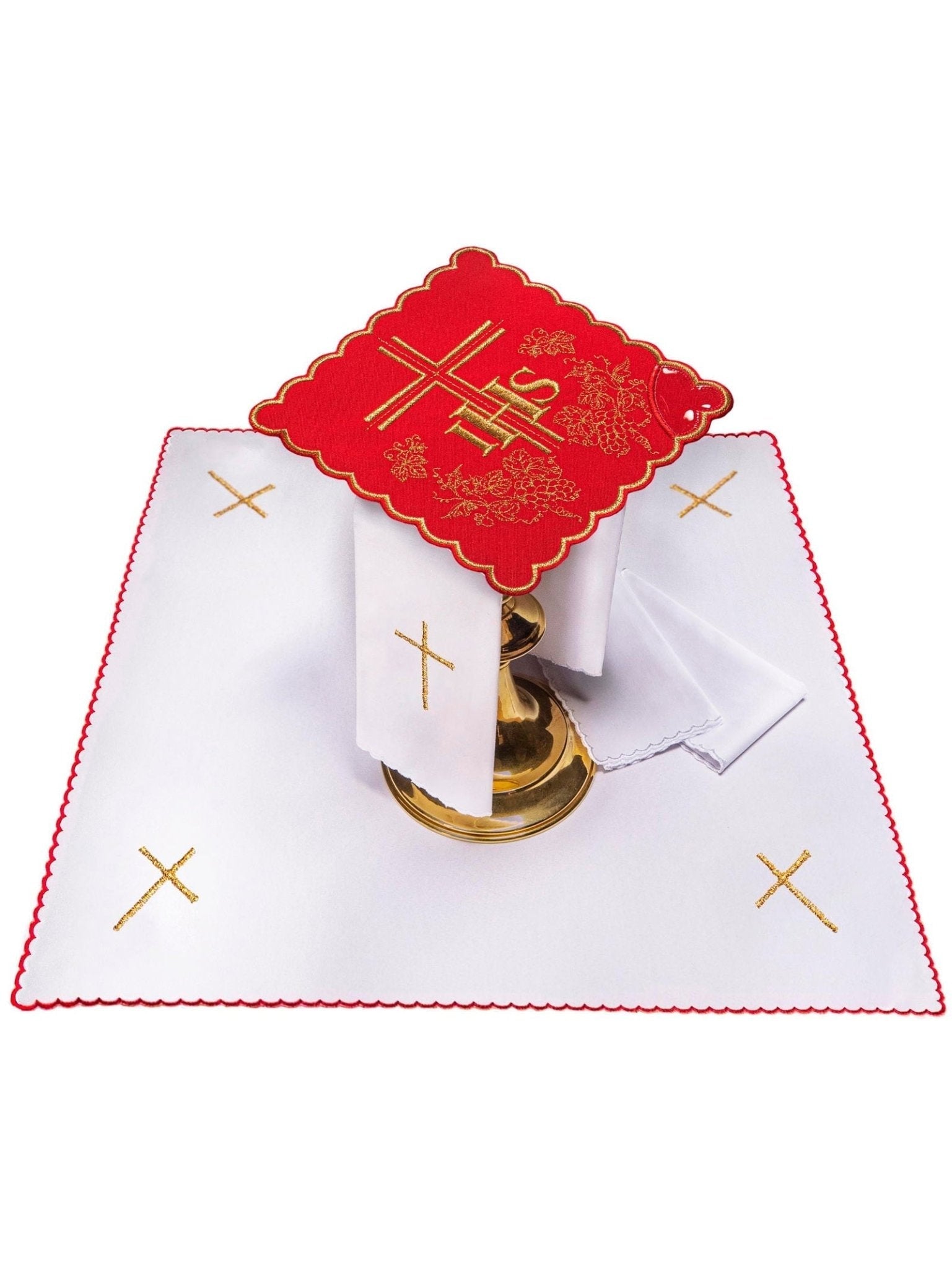 Servizio da Messa ricamato rossa IHS KK/156/02 - PERILPRETE.IT