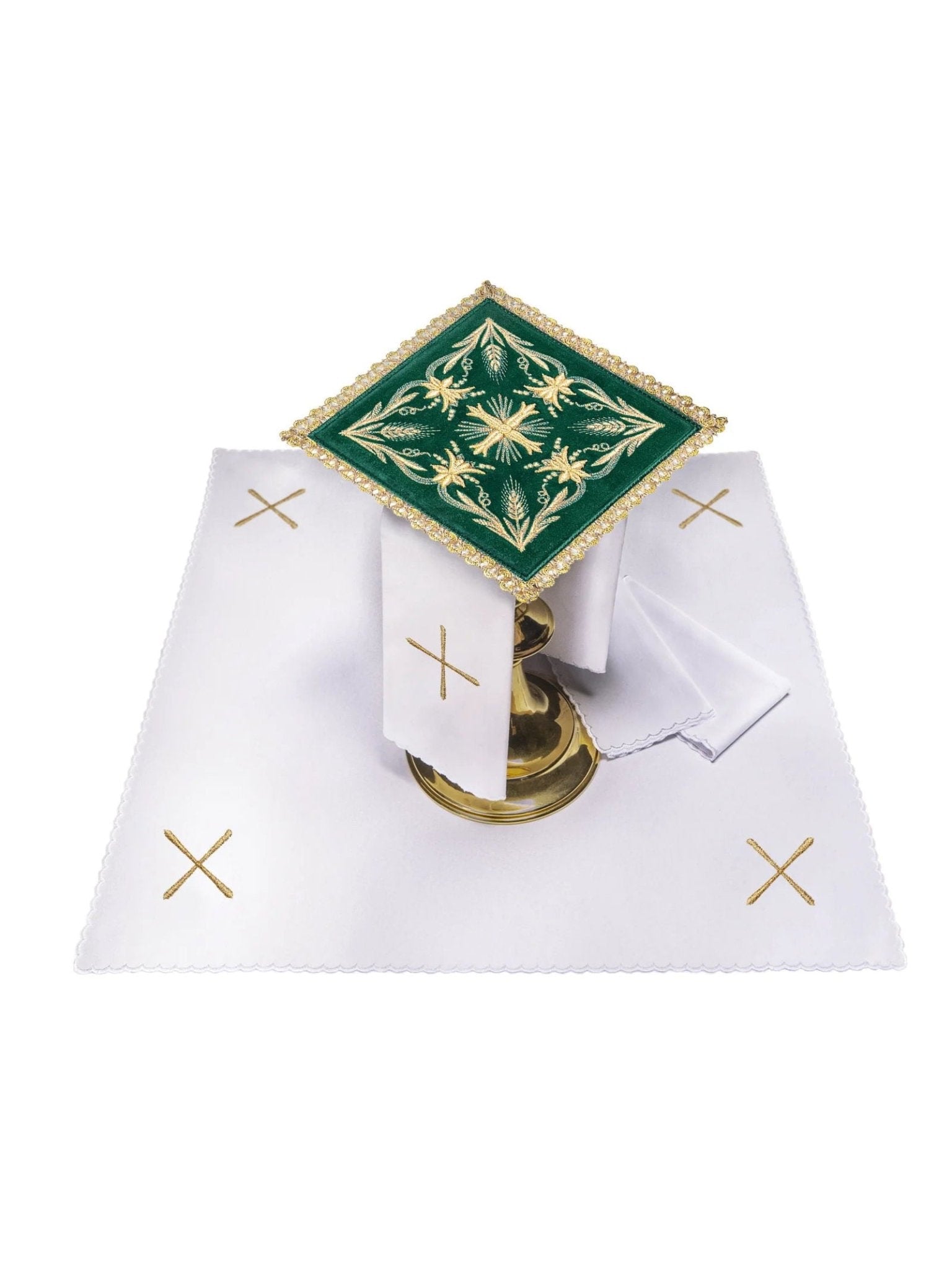 Servizio da Messa ricamato velluto Verde KK/5001/C3 - PERILPRETE.IT