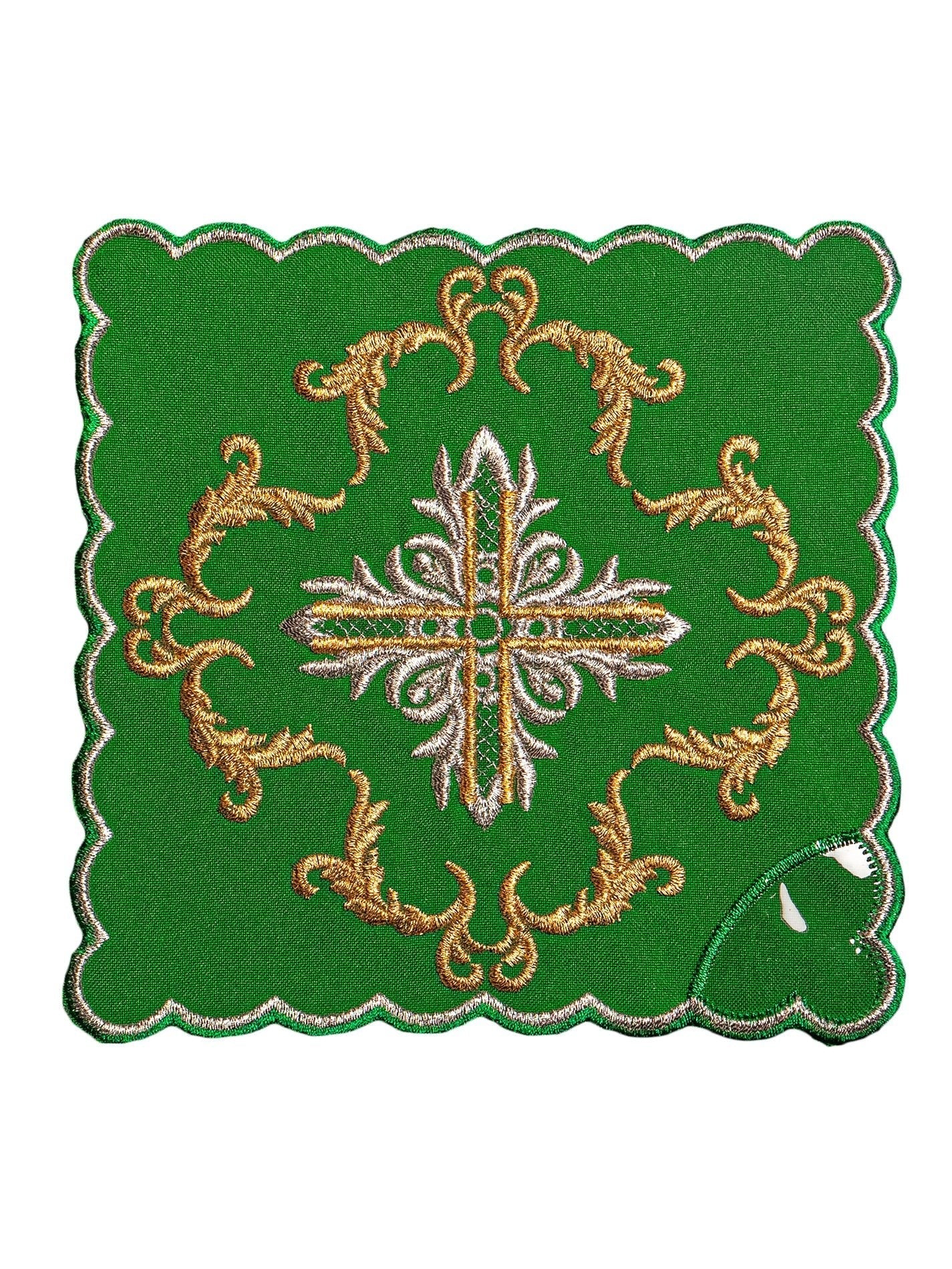 Servizio da Messa verde ricamato con Croce KK/151/01 - PERILPRETE.IT