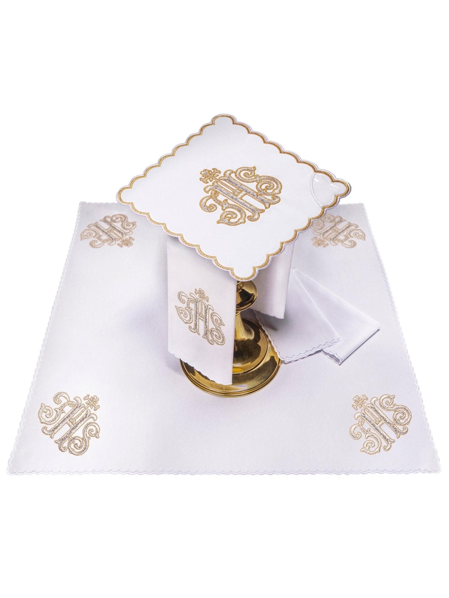 Servizio Messa con ricamo IHS oro KK/072/04 - PERILPRETE.IT