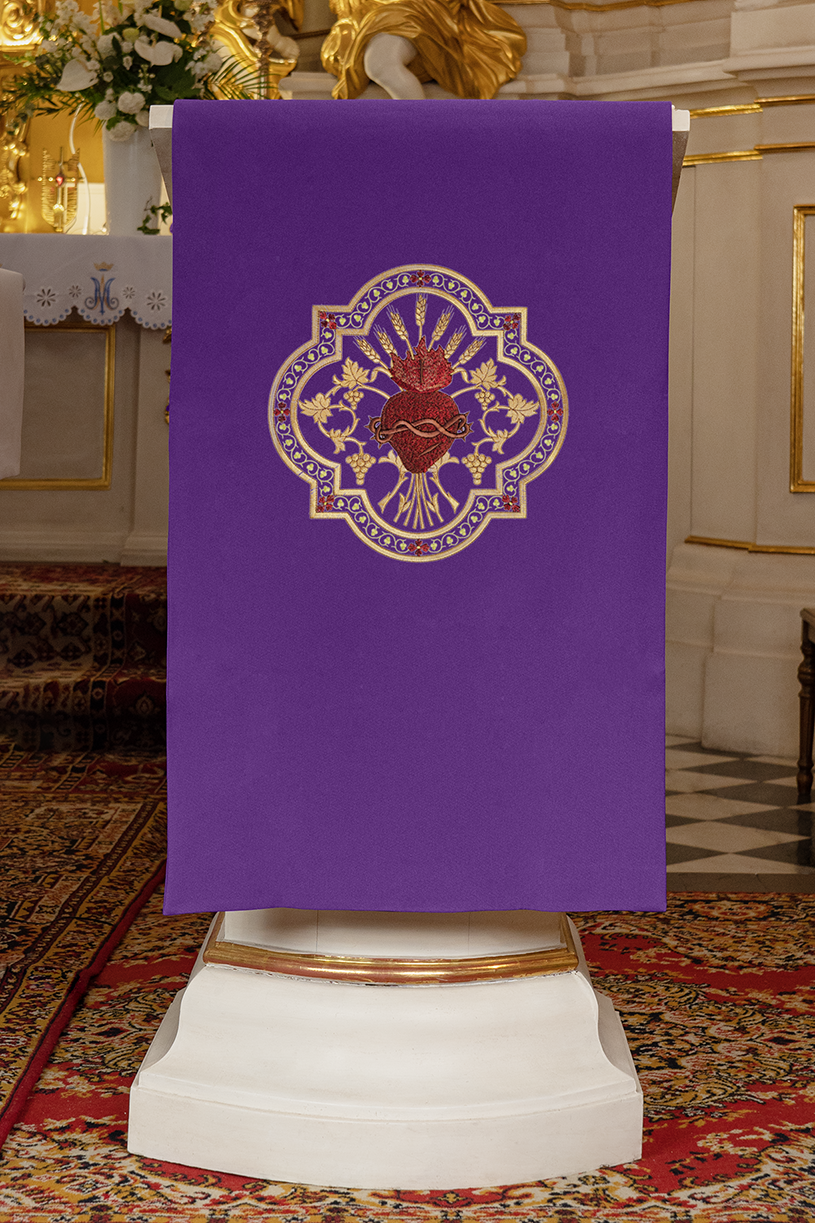 Viola coprileggio Viola ricamato Sacro Cuore di Gesù Cristo