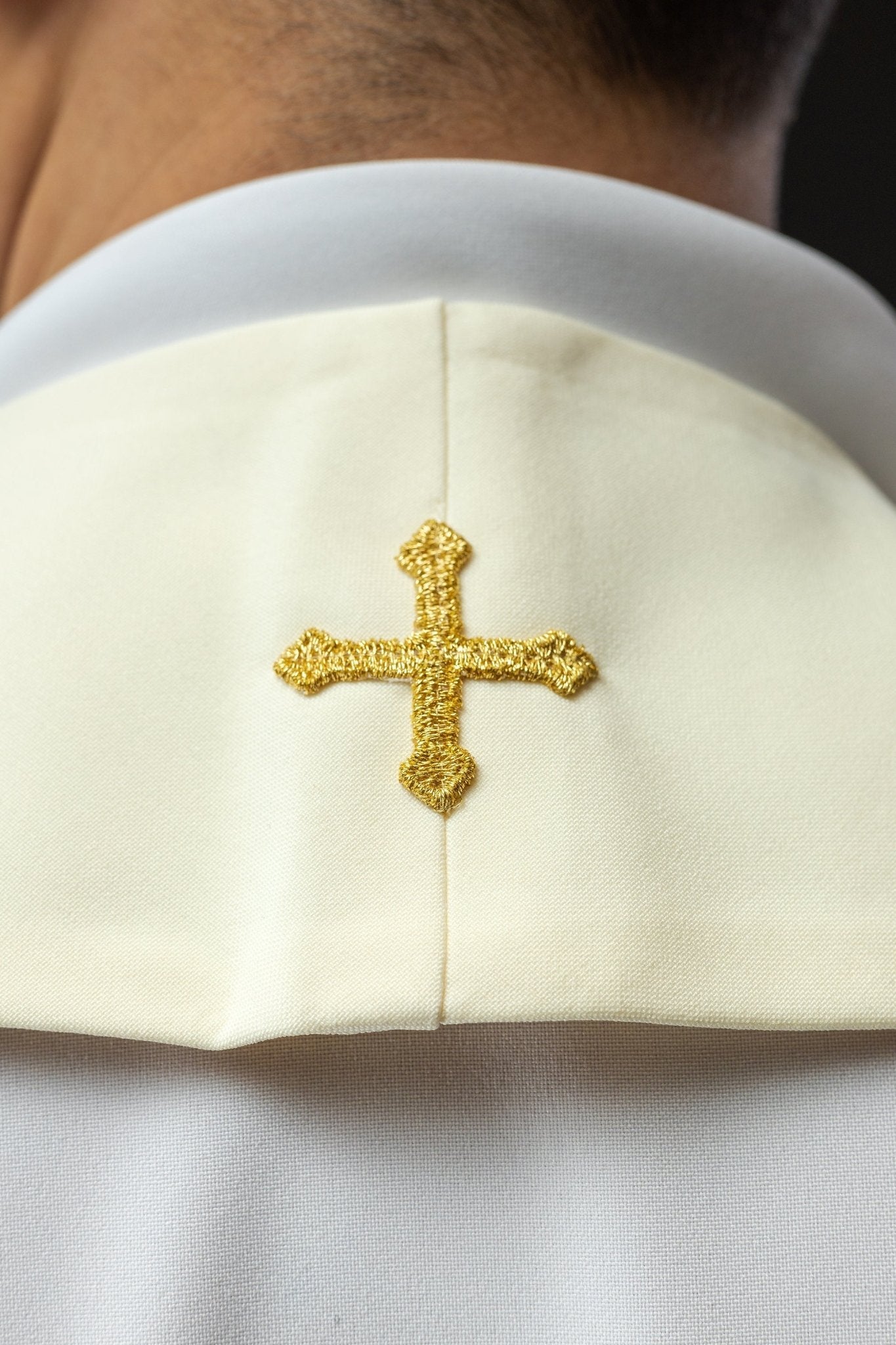 Stola ricamata con l'immagine della Sacra Famiglia per Natale KZS2/260/05/01 ECRU - PERILPRETE.IT