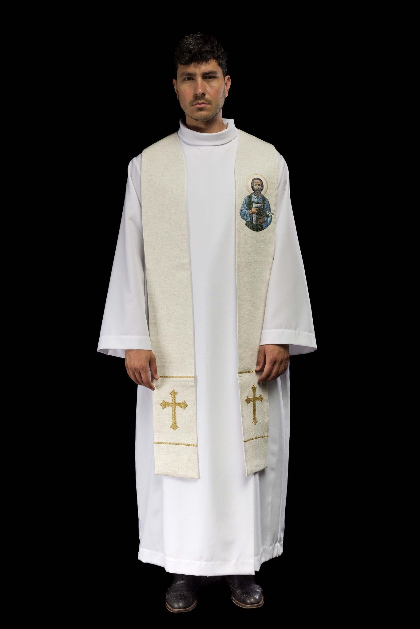 Stola ricamata con l'immagine di San Giuseppe Lavoratore KSW2/011/05/49 - PERILPRETE.IT