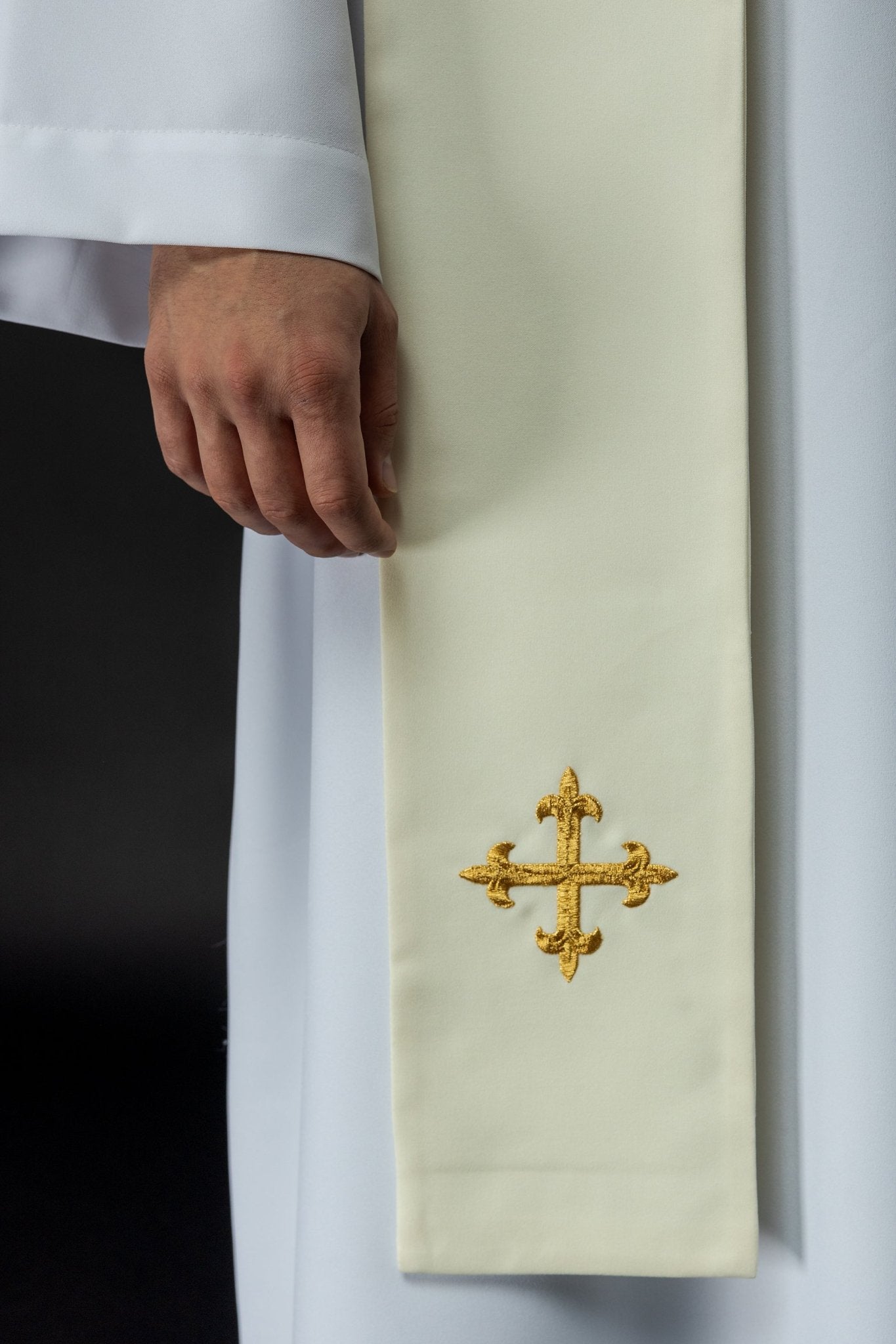 Stola ricamo Croce IHS e Sacro Cuore di Gesù KST/159/05/01 ECRU - PERILPRETE.IT