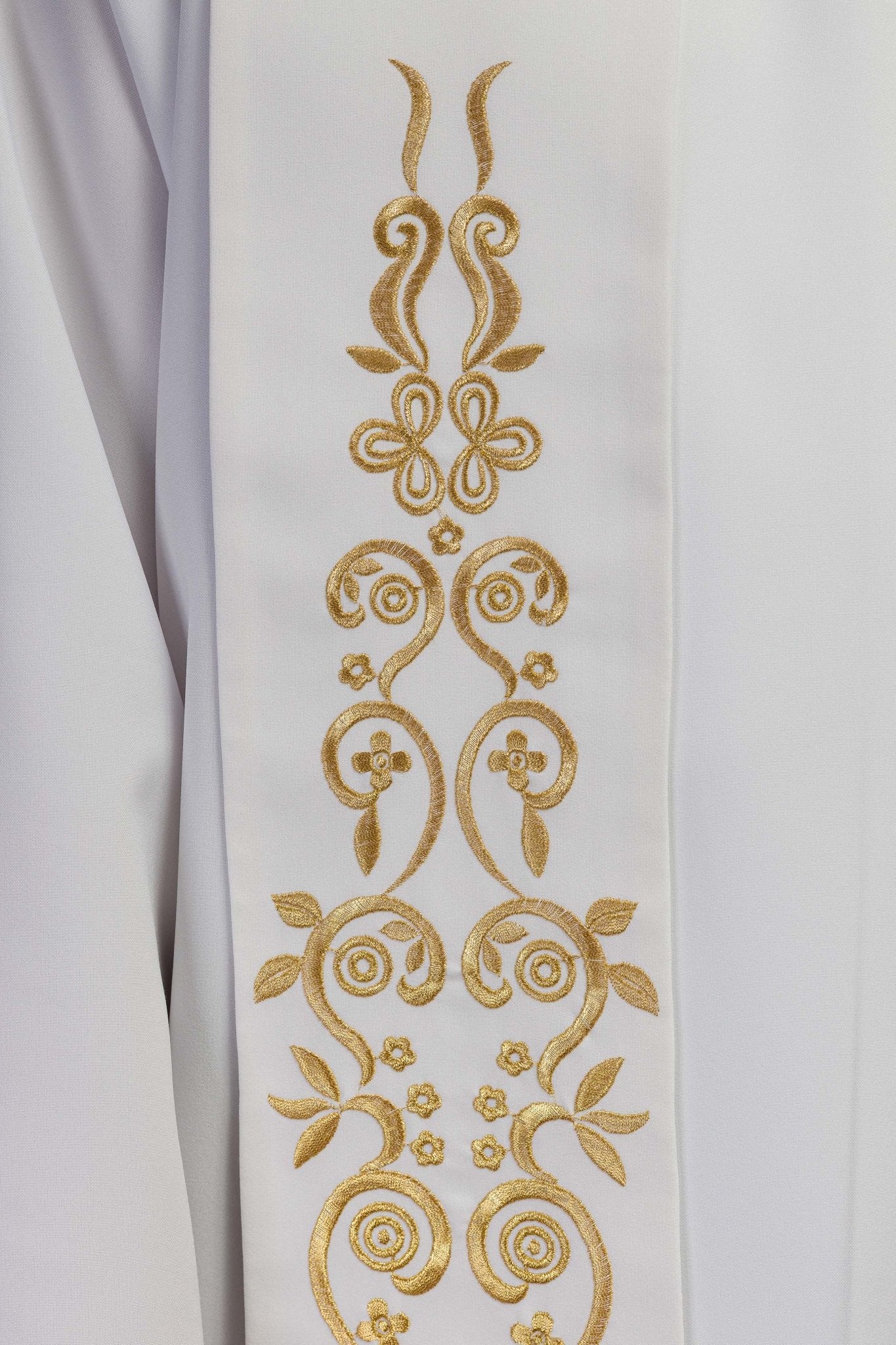 Stola sacerdotale bianca ricamata motivo Mariano con corona KST/040/04/01 BIAŁY - PERILPRETE.IT