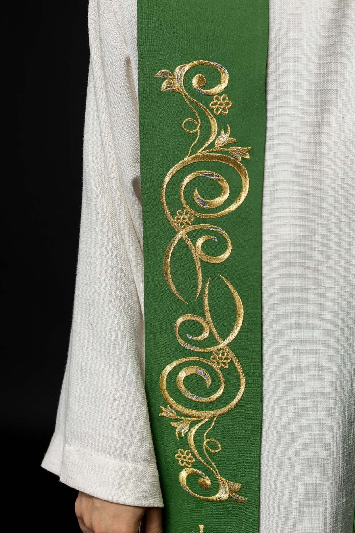 Stola sacerdotale ricamata IHS verde KST/031/01/01 ZIELONY - PERILPRETE.IT