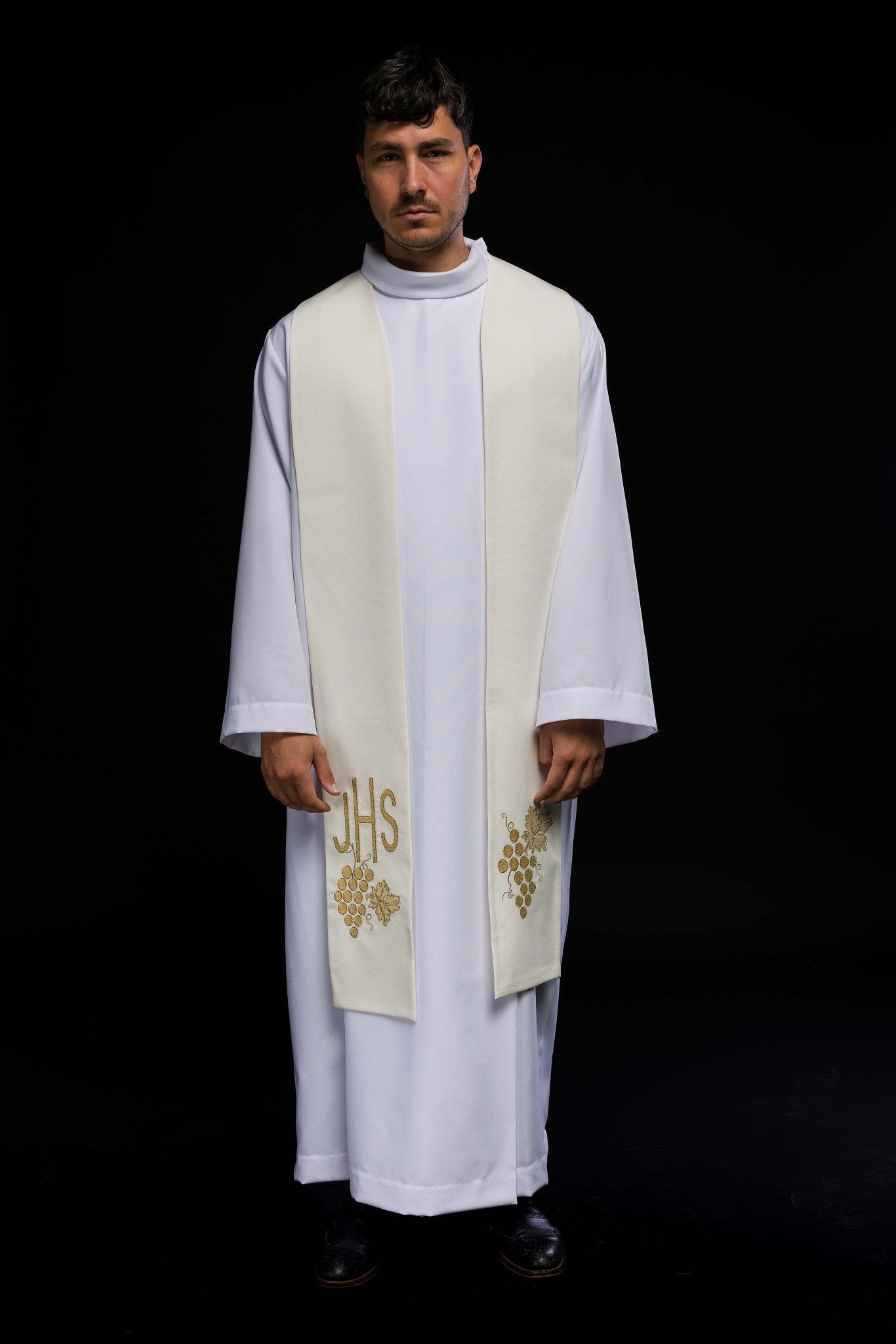 Stola sacerdotale ricamo IHS e Uva KST/068/05/01 ECRU - PERILPRETE.IT
