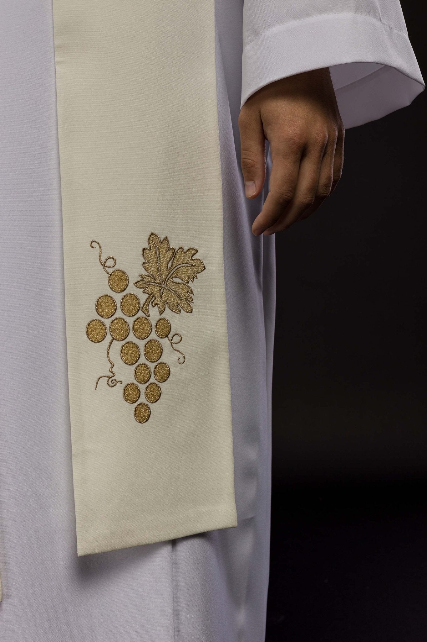 Stola sacerdotale ricamo IHS e Uva KST/068/05/01 ECRU - PERILPRETE.IT