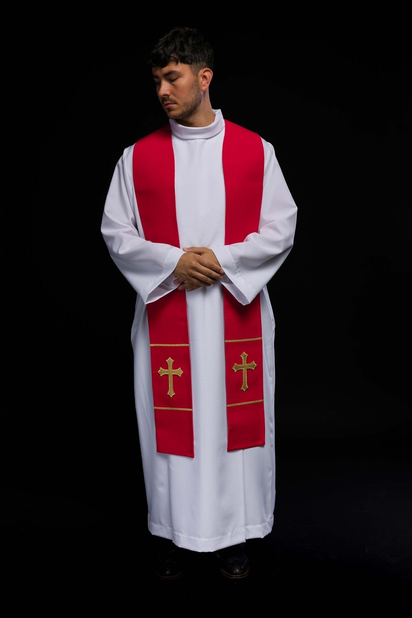 Stola sacerdotale rossa ricamata Croce KST/063/02/01 CZERWONY - PERILPRETE.IT