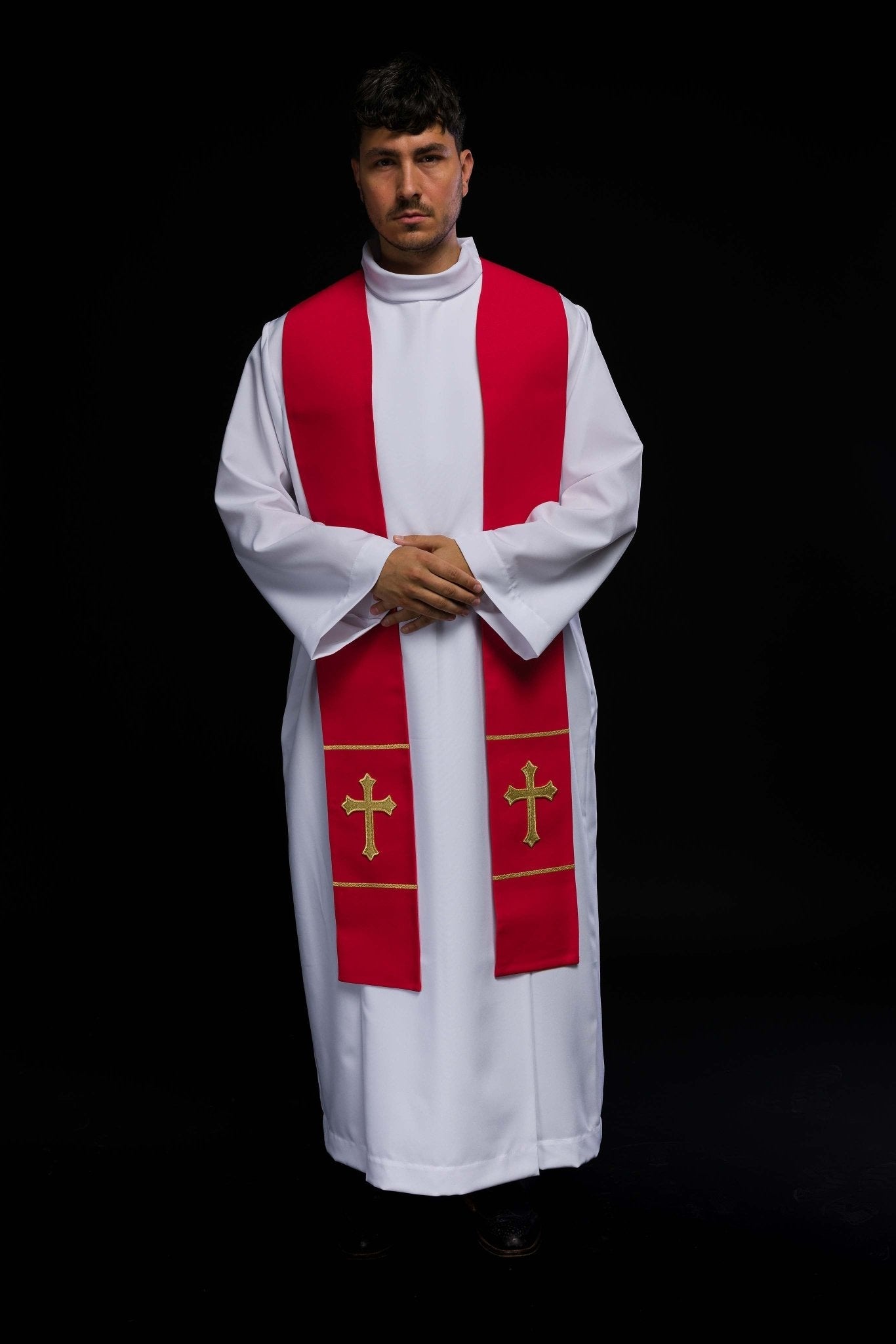 Stola sacerdotale rossa ricamata Croce KST/063/02/01 CZERWONY - PERILPRETE.IT