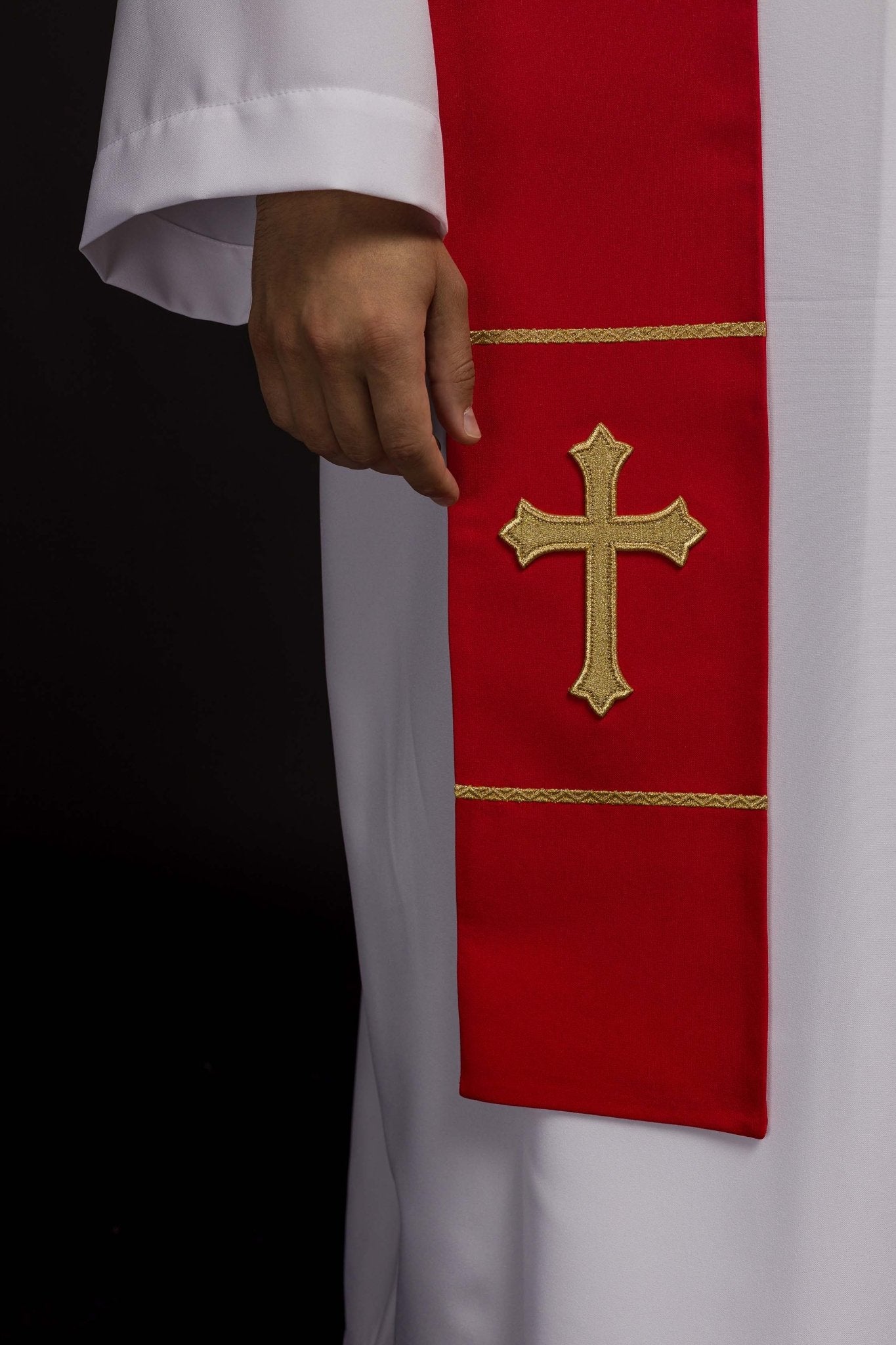 Stola sacerdotale rossa ricamata Croce KST/063/02/01 CZERWONY - PERILPRETE.IT