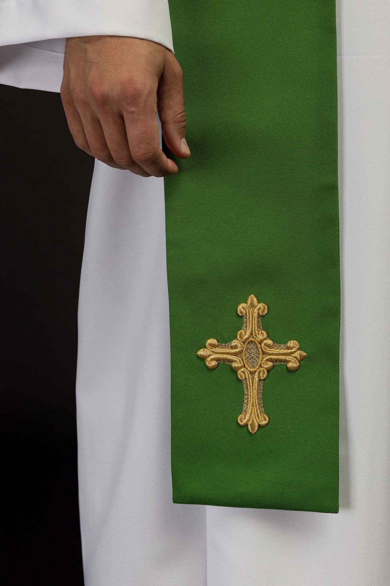 Stola sacerdotale verde ricamata croce e IHS Verde KST/157/01/01 ZIELONY - PERILPRETE.IT
