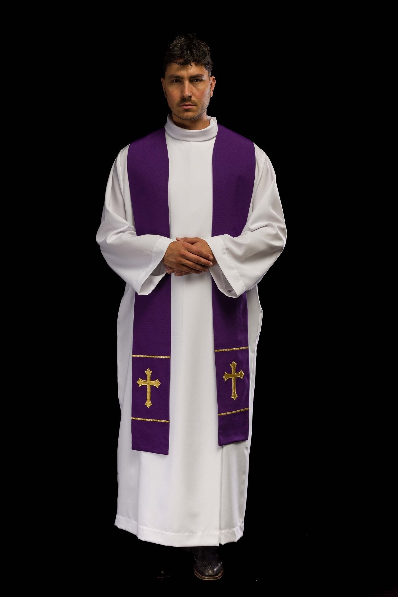 Stola sacerdotale viola ricamata Croce KST/063/03/01 FIOLET - PERILPRETE.IT