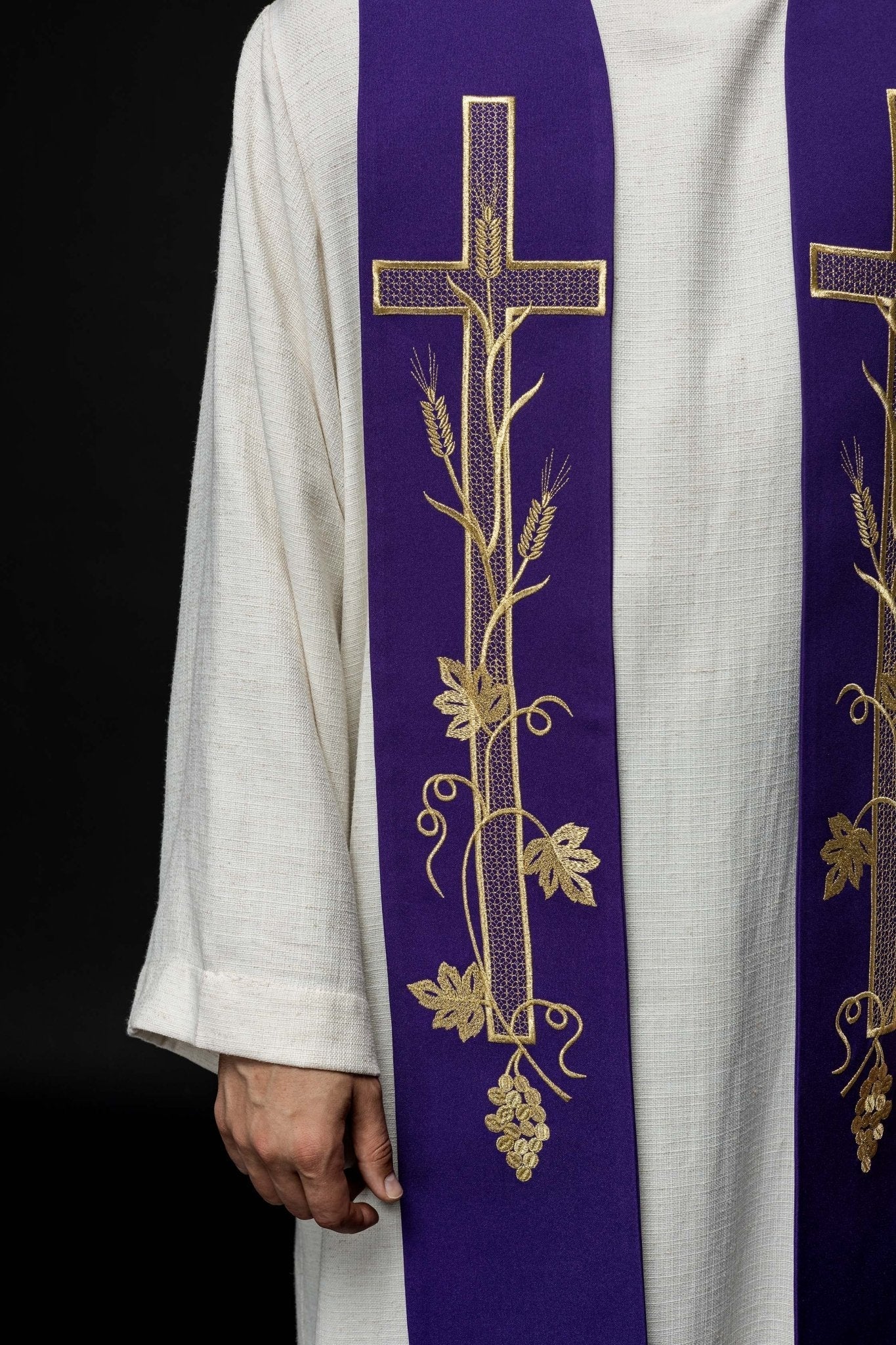 Stola sacerdotale viola ricamata Croce KST/072/03/01 FIOLET - PERILPRETE.IT
