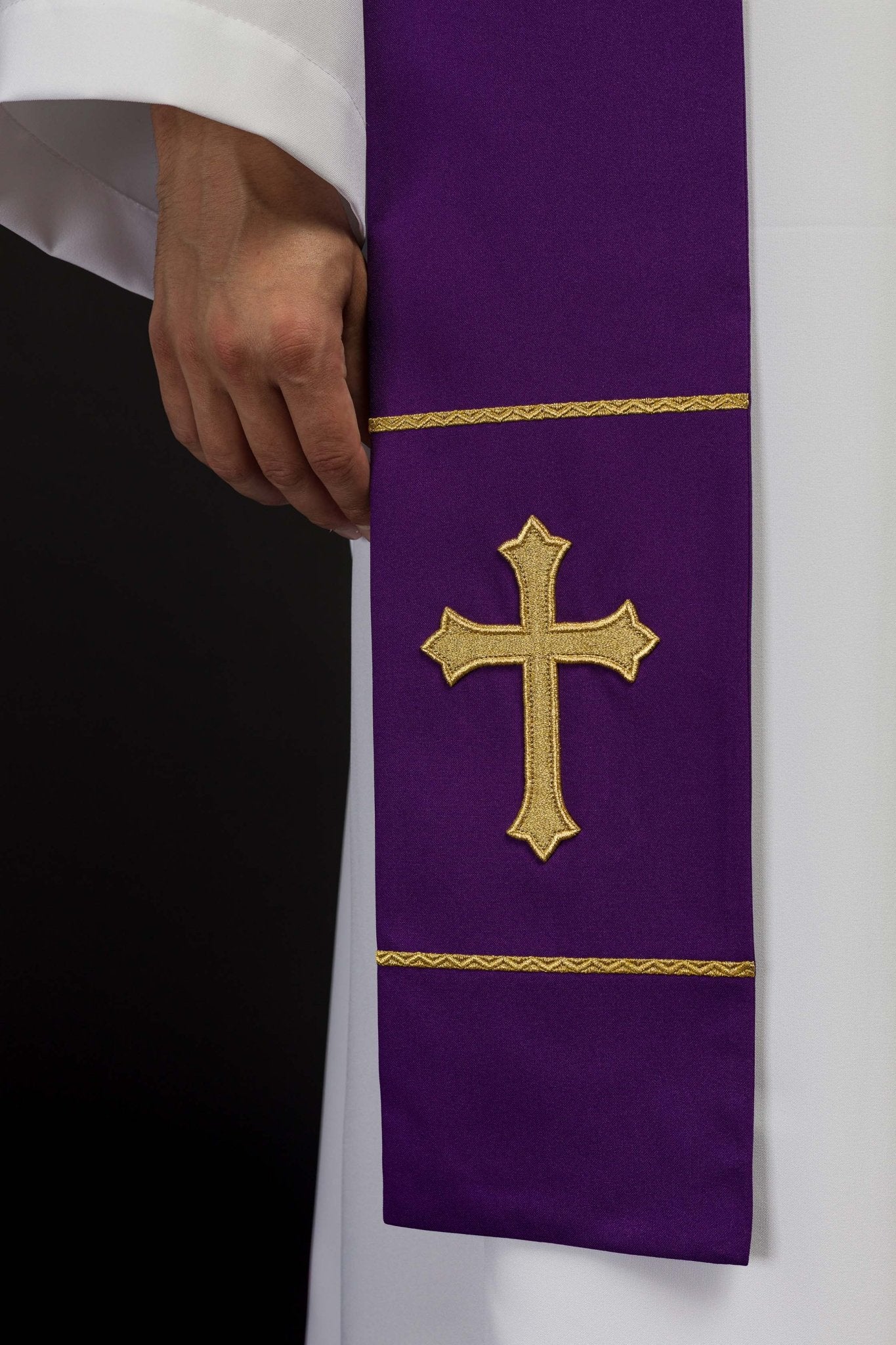Stola sacerdotale viola ricamata Croce KST/063/03/01 FIOLET - PERILPRETE.IT