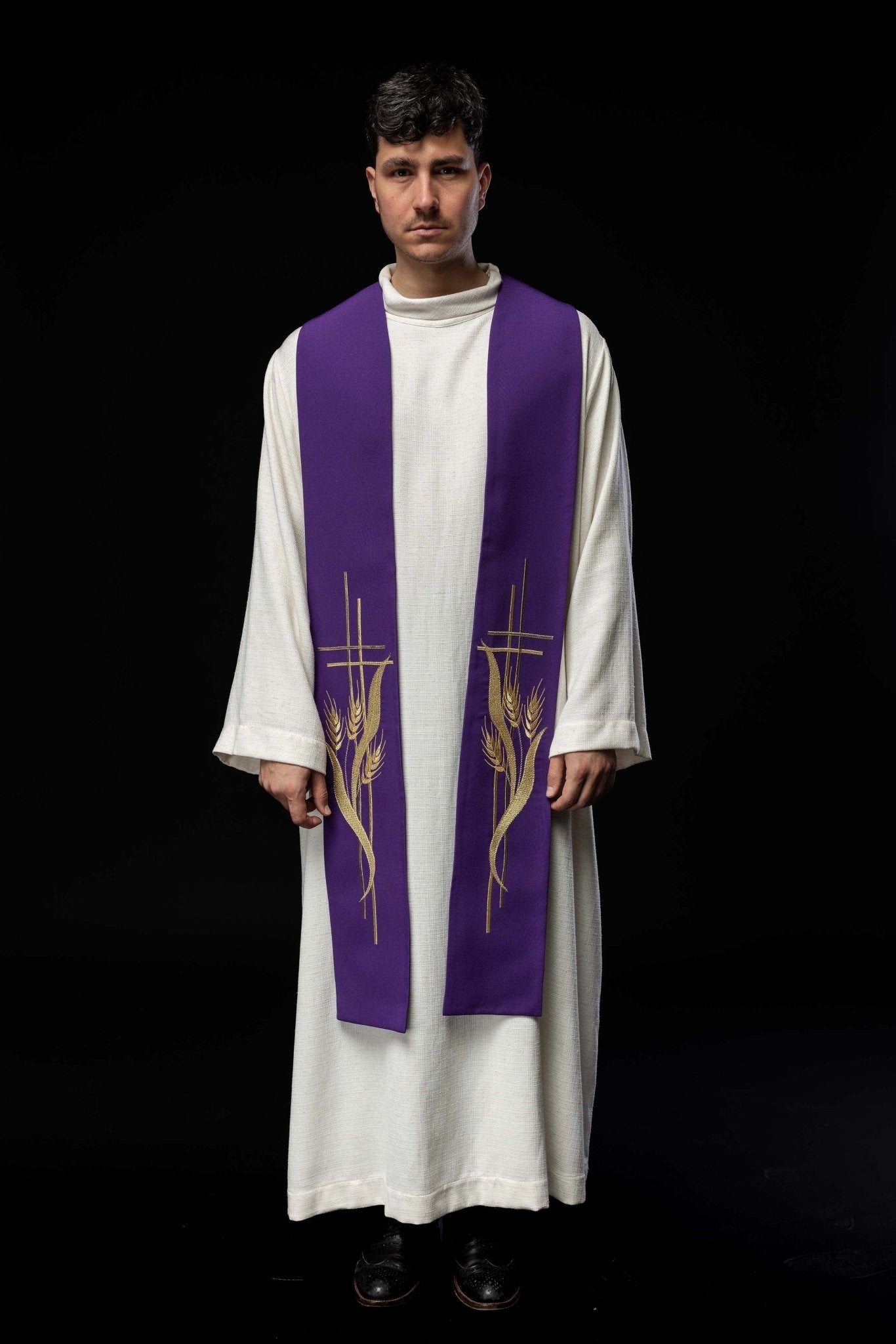 Stola sacerdotale viola ricamata viola KST/083/03/01 FIOLET - PERILPRETE.IT