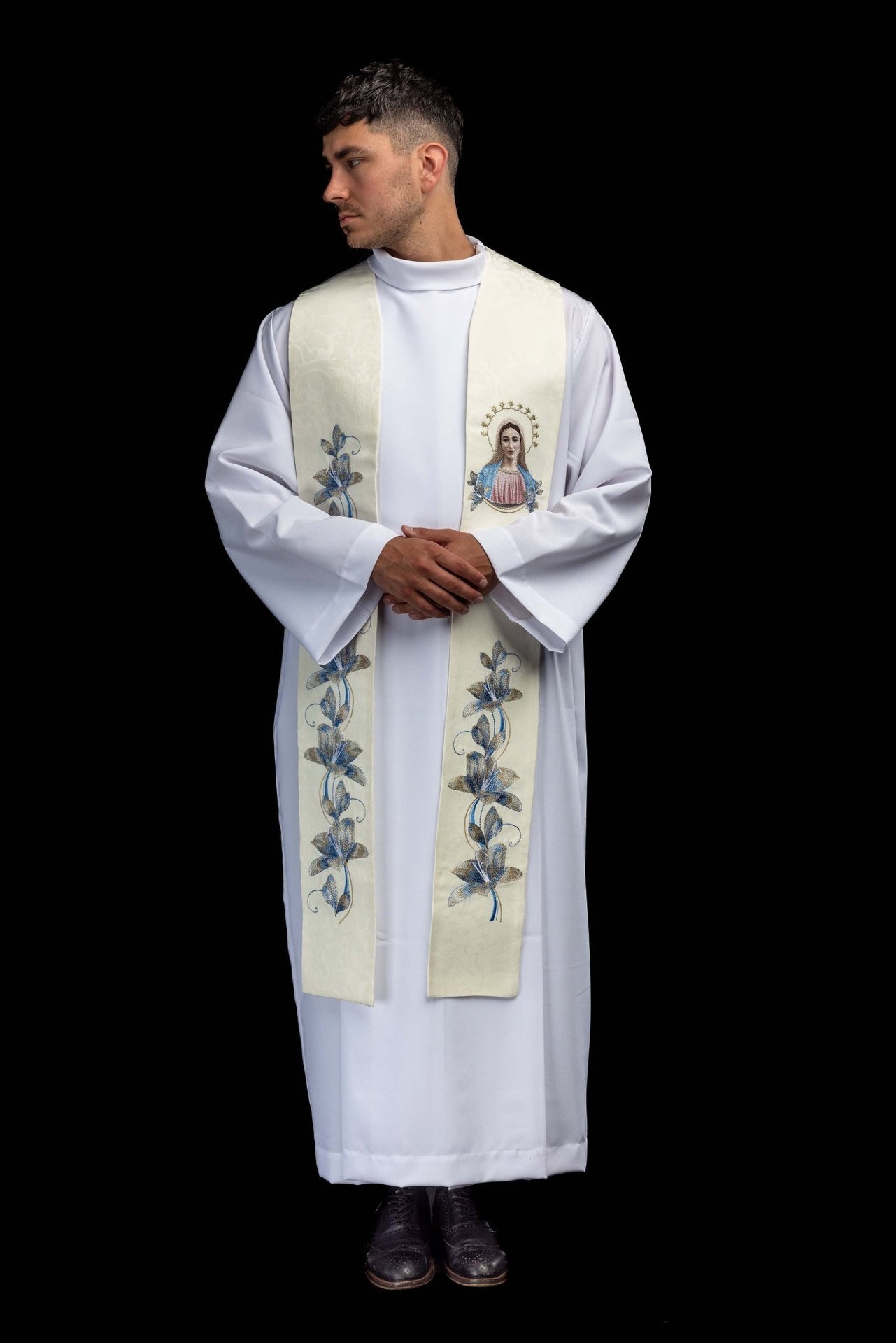 Stuła haftowana z wizerunkiem Matki Bożej Medjugorje