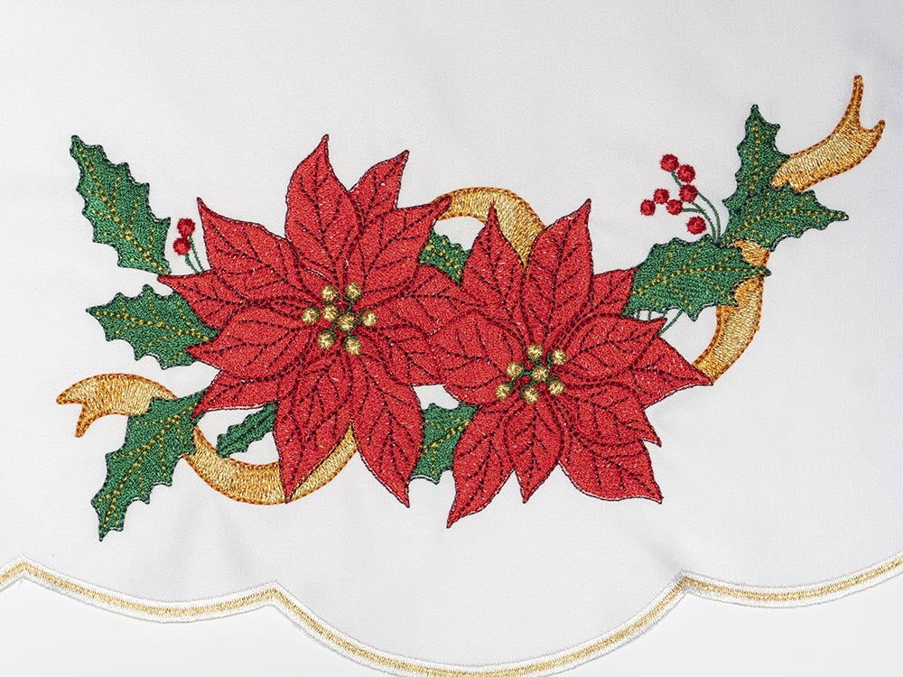 Tovaglia d'altare con ricamo Stella di Betlemme per Natale KOO/096 150*300 BIAŁY (obszywany) - PERILPRETE.IT