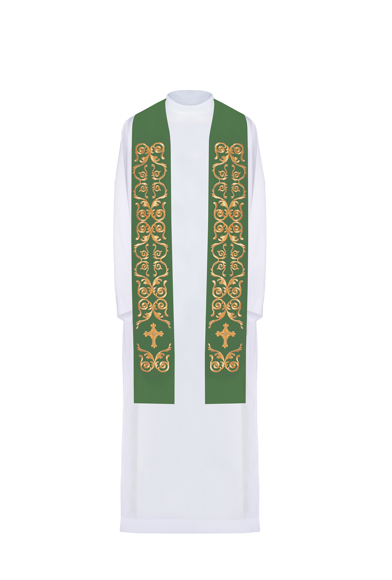 Stola sacerdotale verde ricamata croce