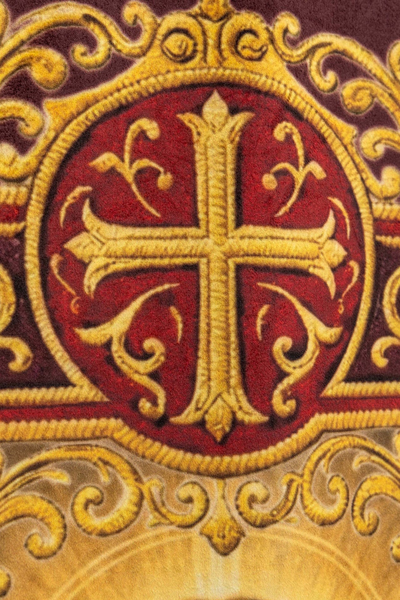 Stendardo liturgico stampato fronte-retro con il Sacro Cuore di Gesù e il calice con IHS