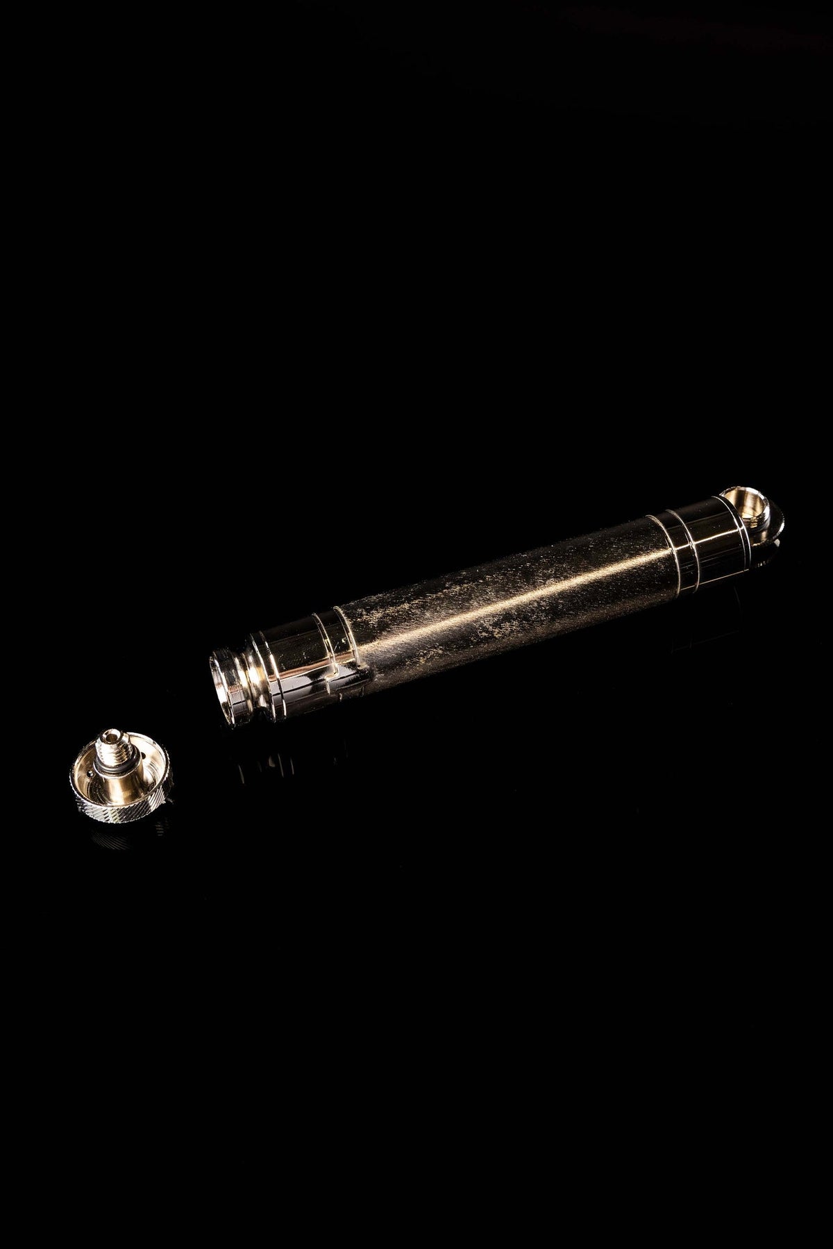 Aspersorio liturgico in metallo con custodia, 17 cm