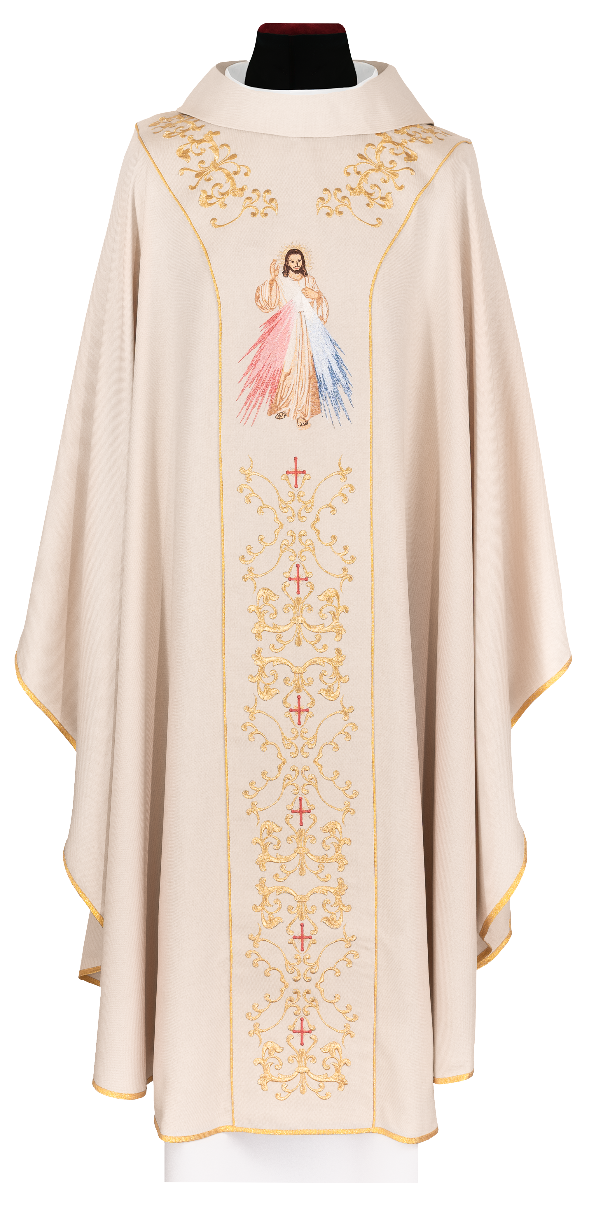 Pianeta écru ricamata con immagine di Gesù Misericordioso