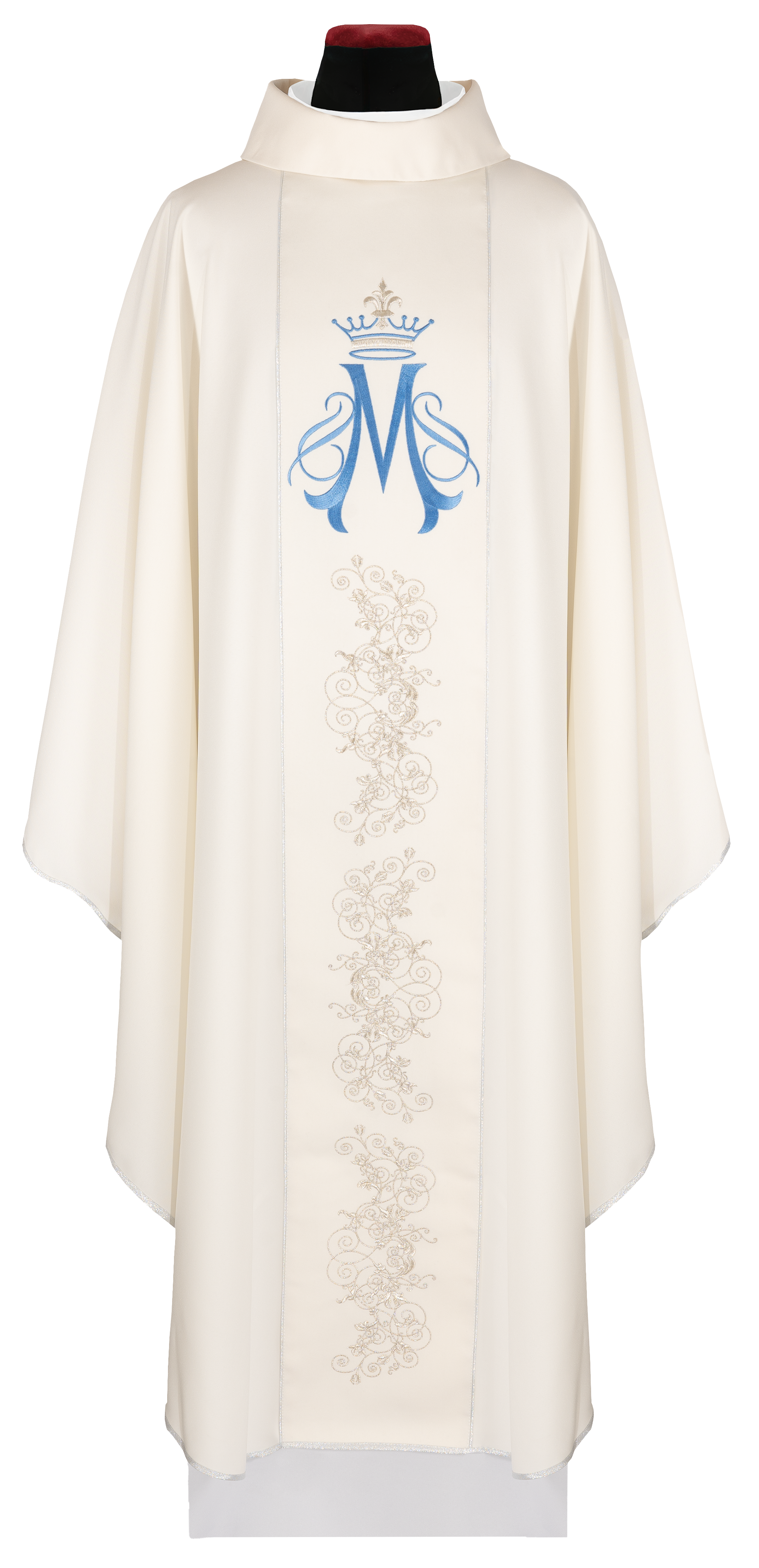 Pianeta écru ricamata con motivo mariano
