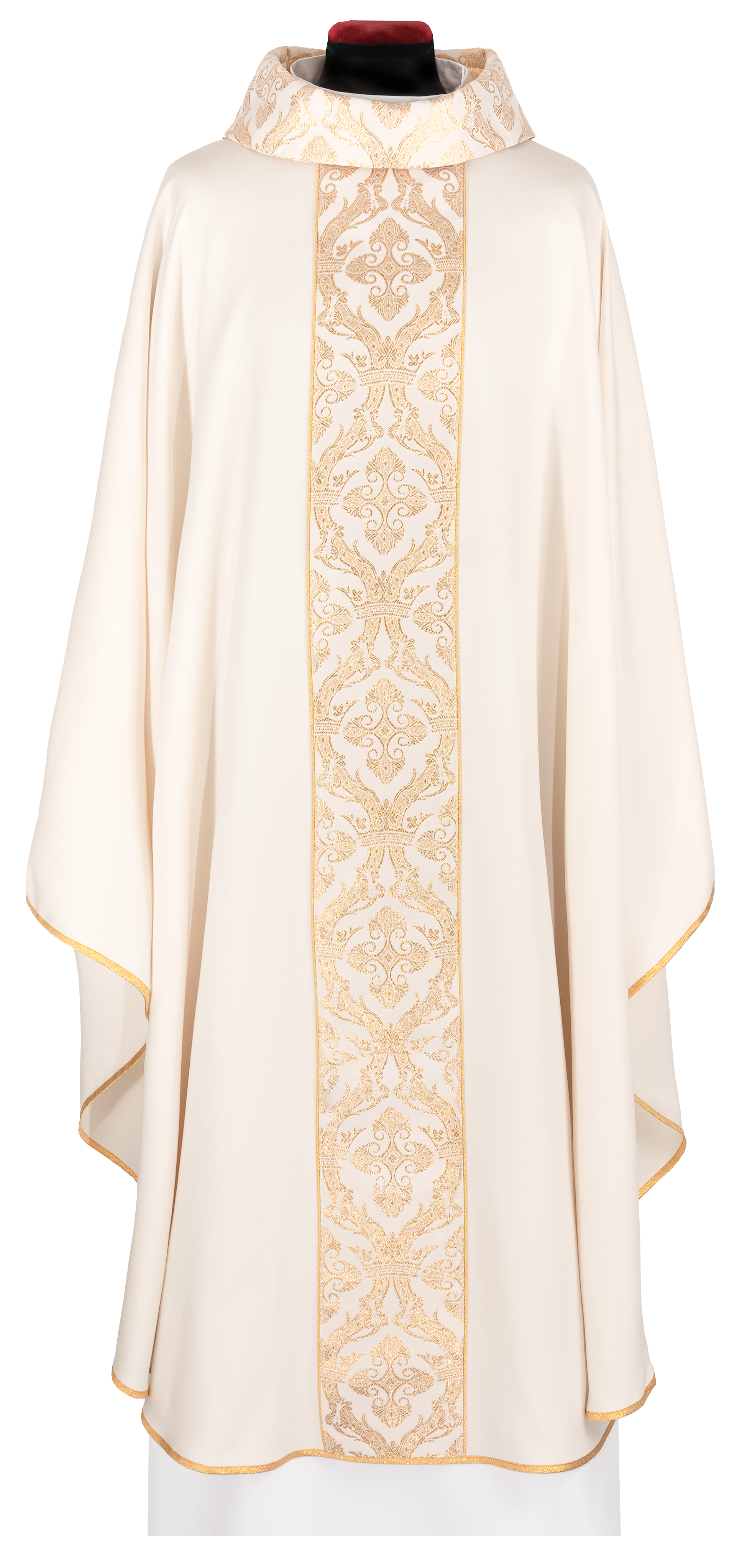 Pianeta liturgica con fascia ricamata e colletto in colore écru